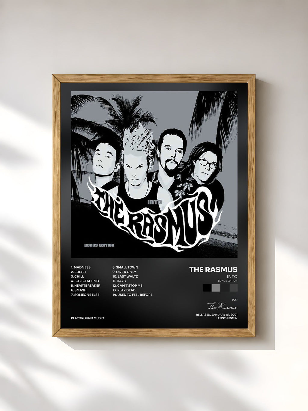 #bois Tableau de l'album Into (Bonus Edition) de The Rasmus, cadre en bois brut, imprimé et encadré en France