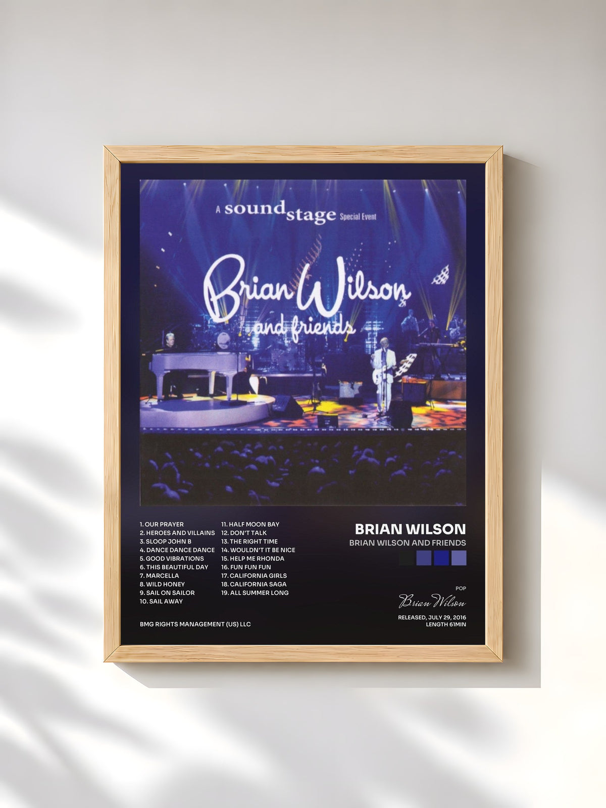 #bois Tableau de l'album Brian Wilson and Friends de Brian Wilson, cadre en bois brut, imprimé et encadré en France