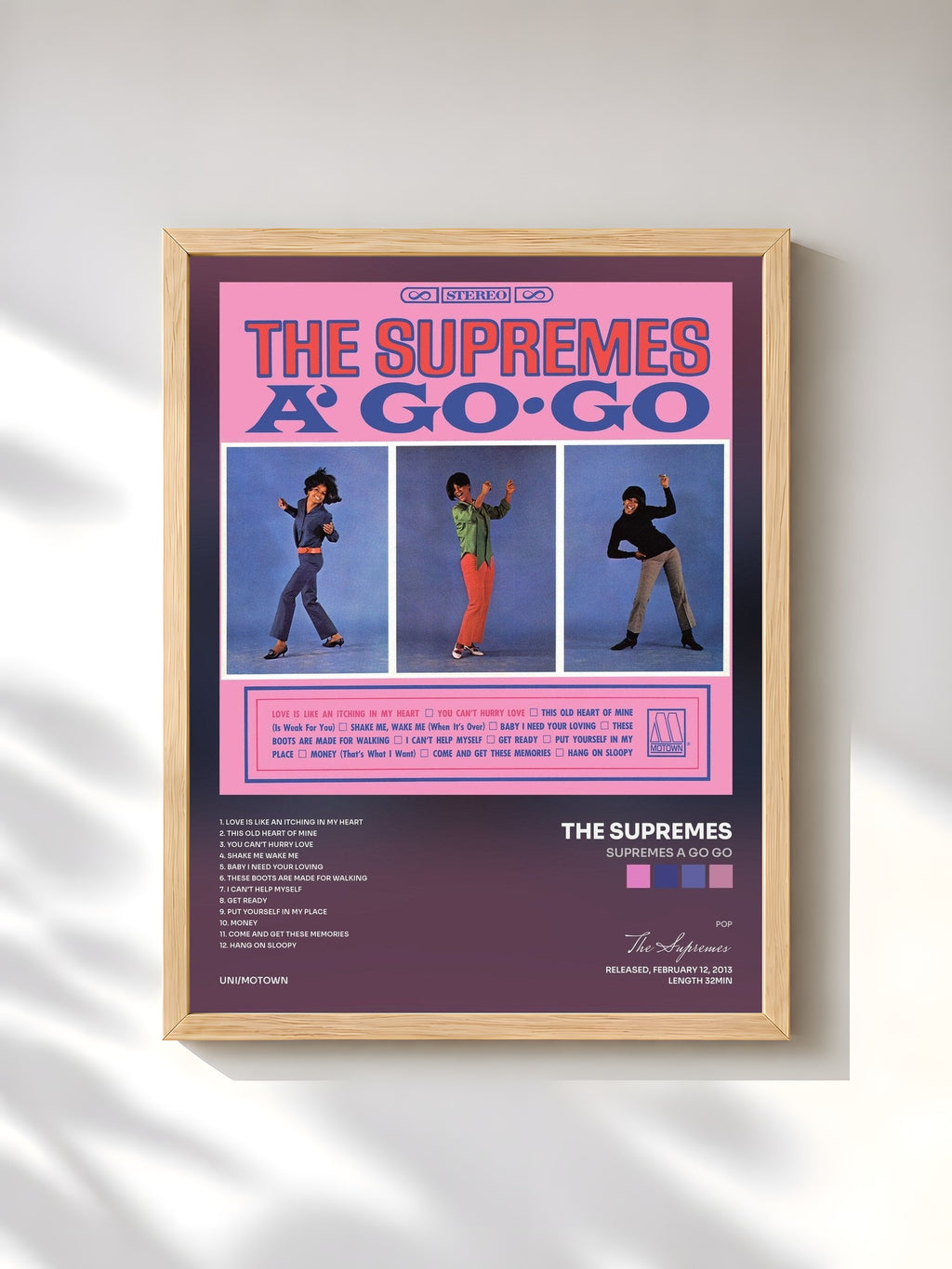 #bois Tableau de l'album Supremes A Go Go de The Supremes, cadre en bois brut, imprimé et encadré en France