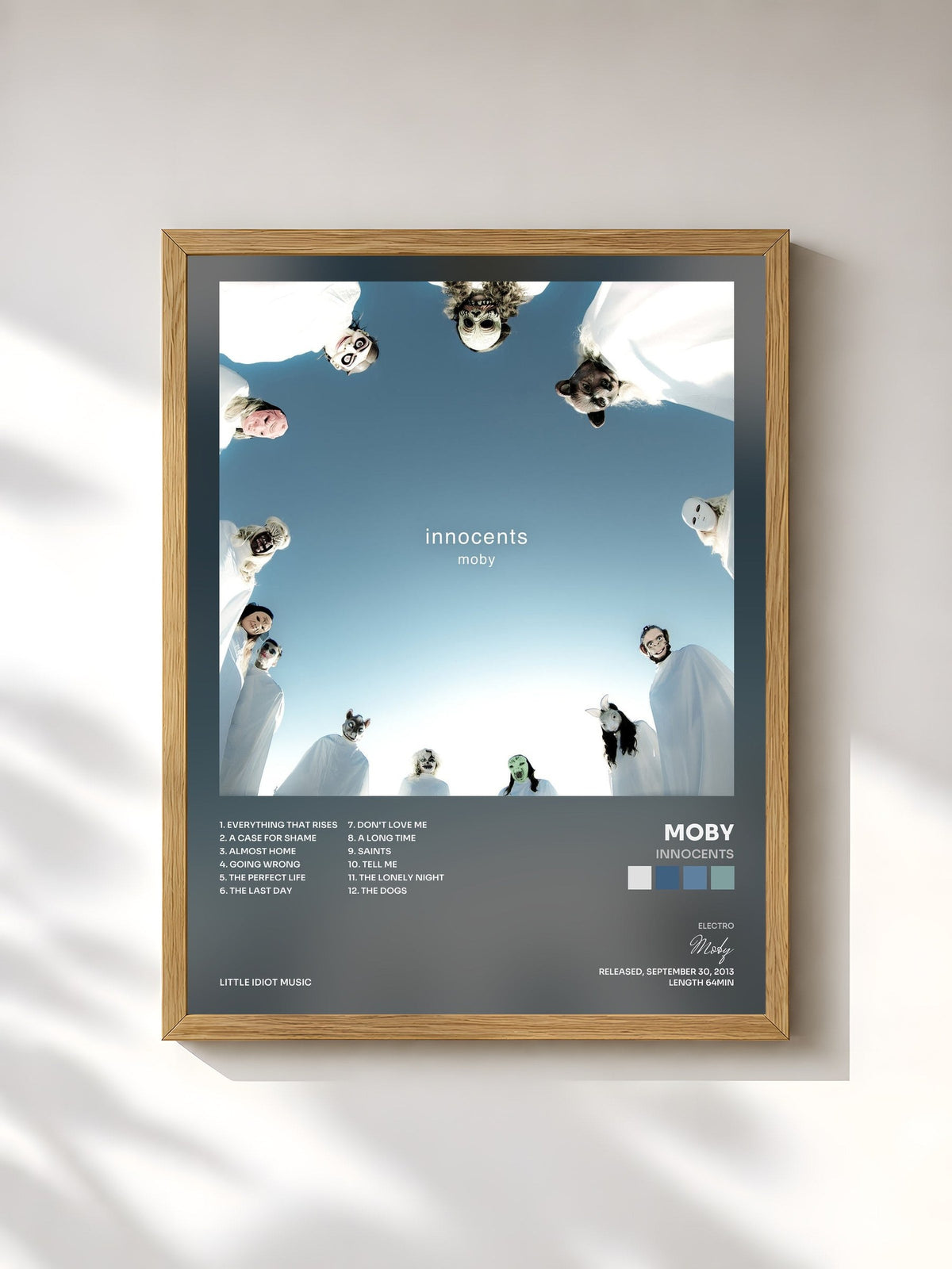 #bois Tableau de l'album Innocents de Moby, cadre en bois brut, imprimé et encadré en France