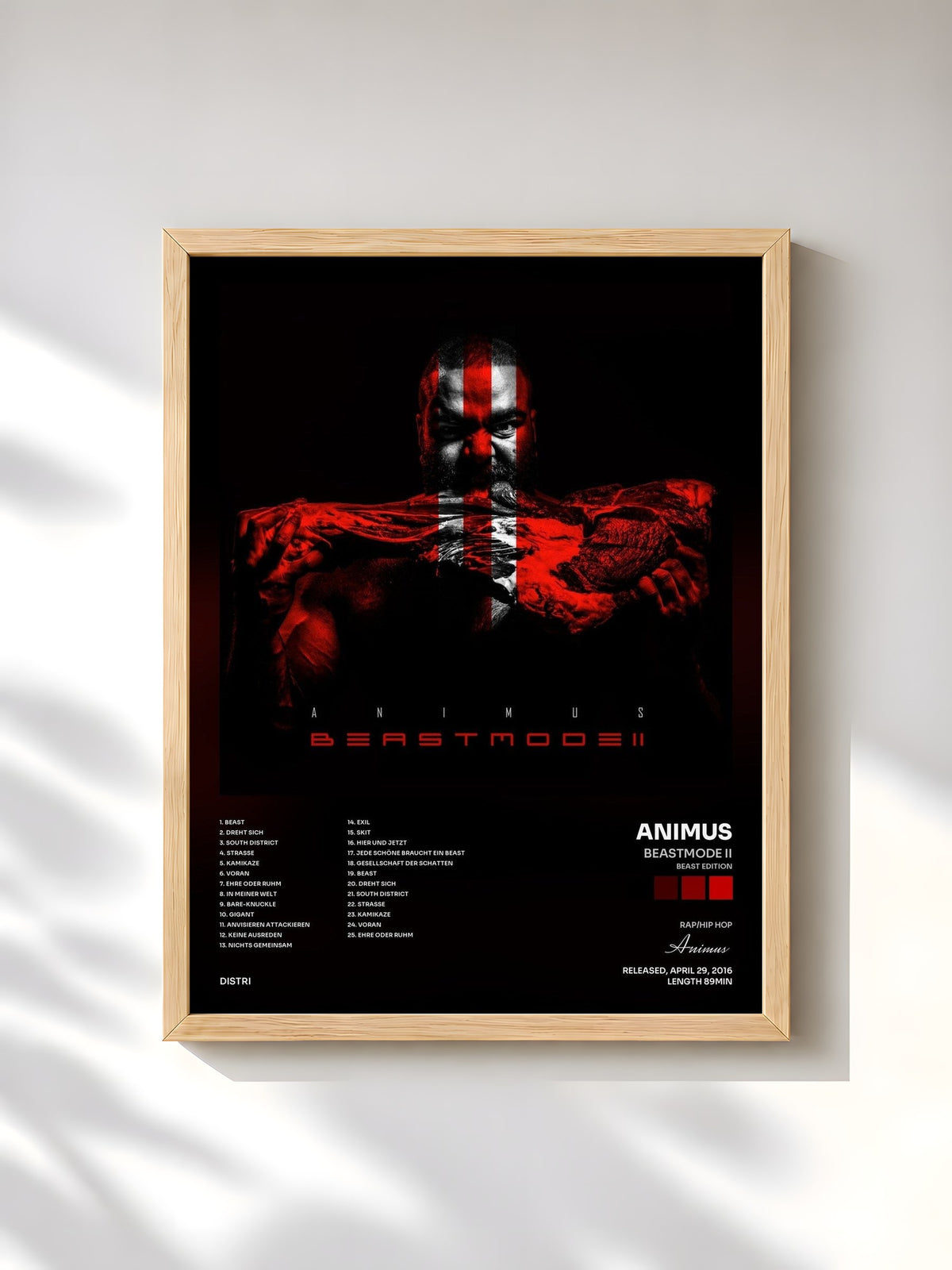 #bois Tableau de l'album Beastmode II (Beast Edition) de Animus, cadre en bois brut, imprimé et encadré en France