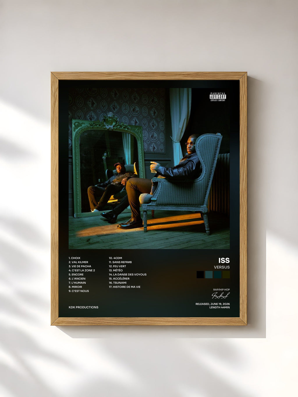 #bois Tableau de l'album VERSUS de ISS, cadre en bois brut, imprimé et encadré en France