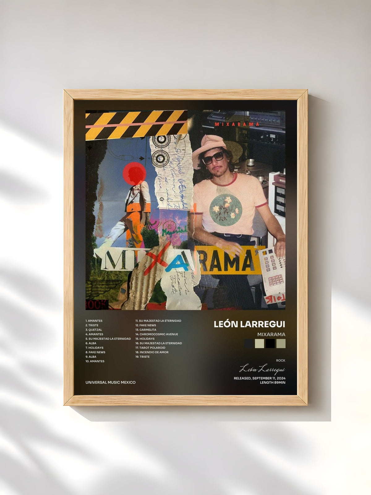#bois Tableau de l'album Mixarama de León Larregui, cadre en bois brut, imprimé et encadré en France
