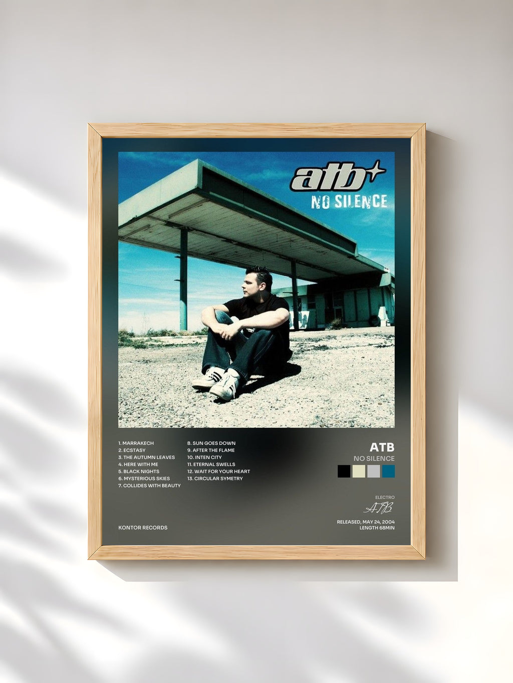 #bois Tableau de l'album No Silence de ATB, cadre en bois brut, imprimé et encadré en France