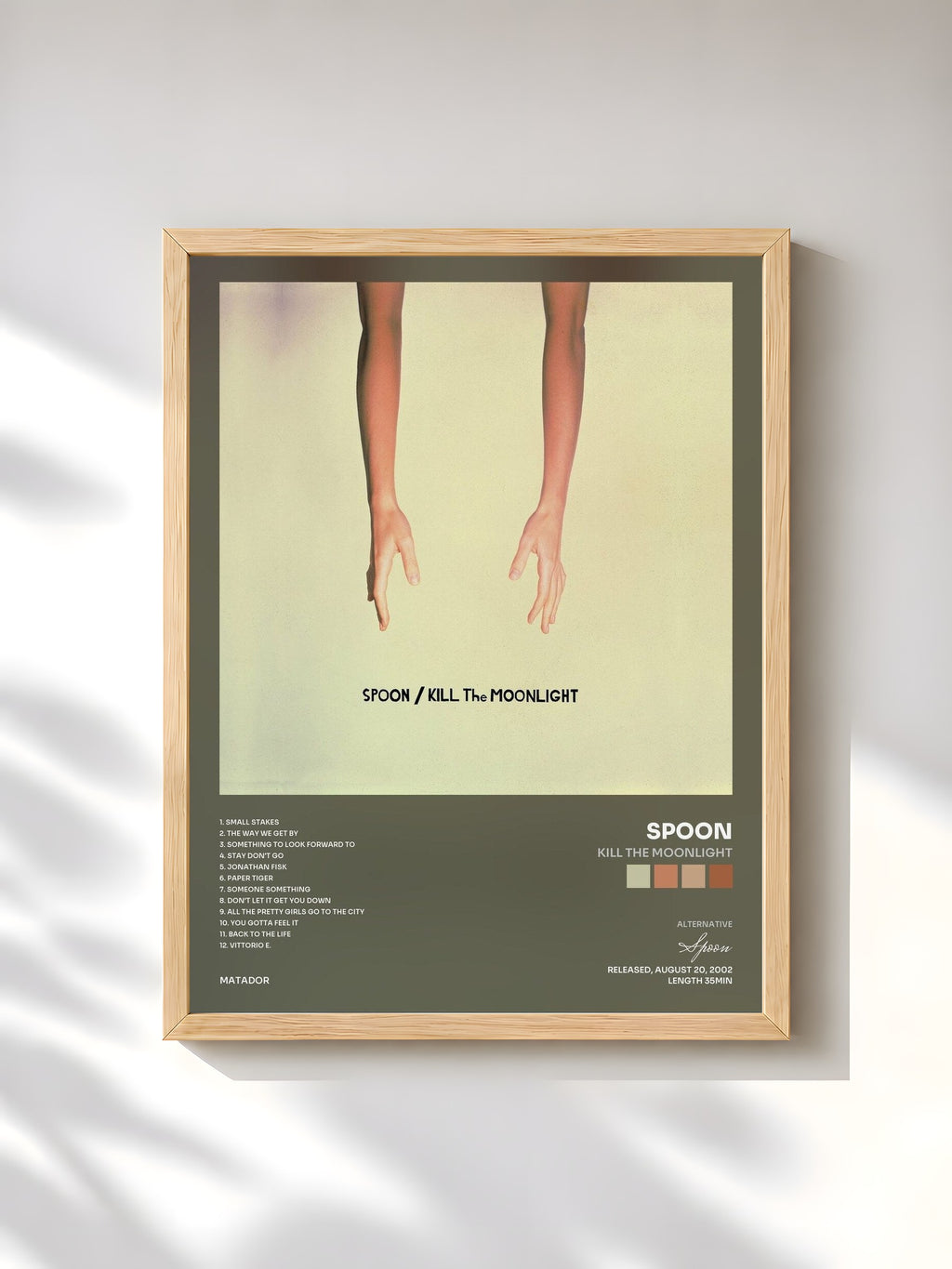 #bois Tableau de l'album Kill the Moonlight de Spoon, cadre en bois brut, imprimé et encadré en France