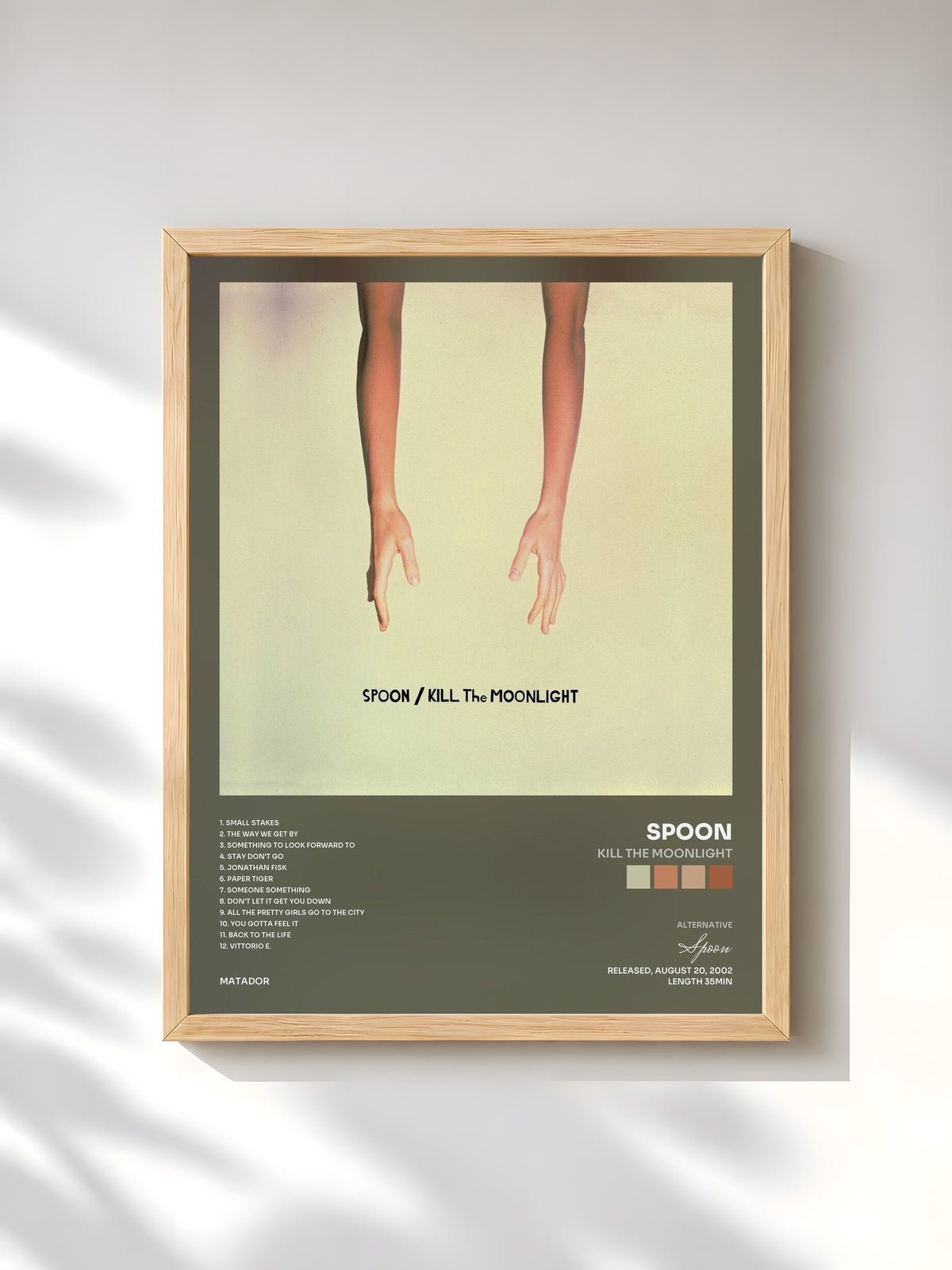 #bois Tableau de l'album Kill the Moonlight de Spoon, cadre en bois brut, imprimé et encadré en France