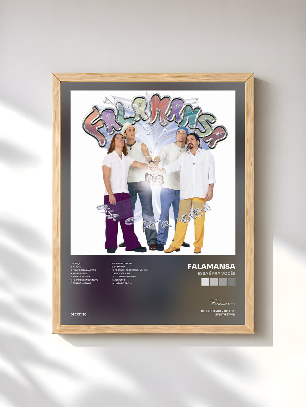 #bois Tableau de l'album Essa É Pra Vocês de Falamansa, cadre en bois brut, imprimé et encadré en France