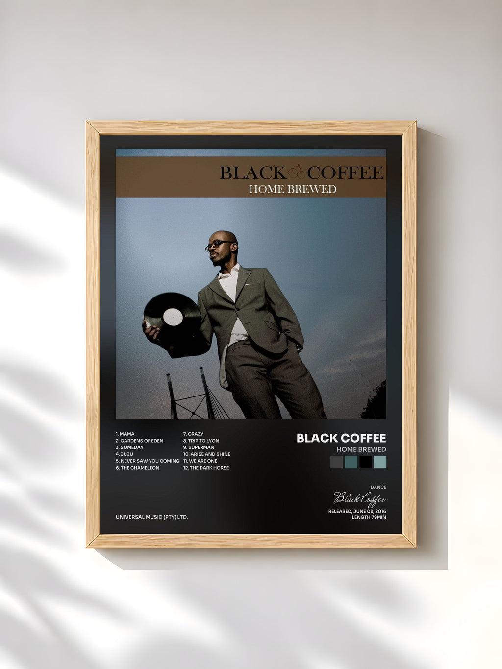 #bois Tableau de l'album Home Brewed de Black Coffee, cadre en bois brut, imprimé et encadré en France
