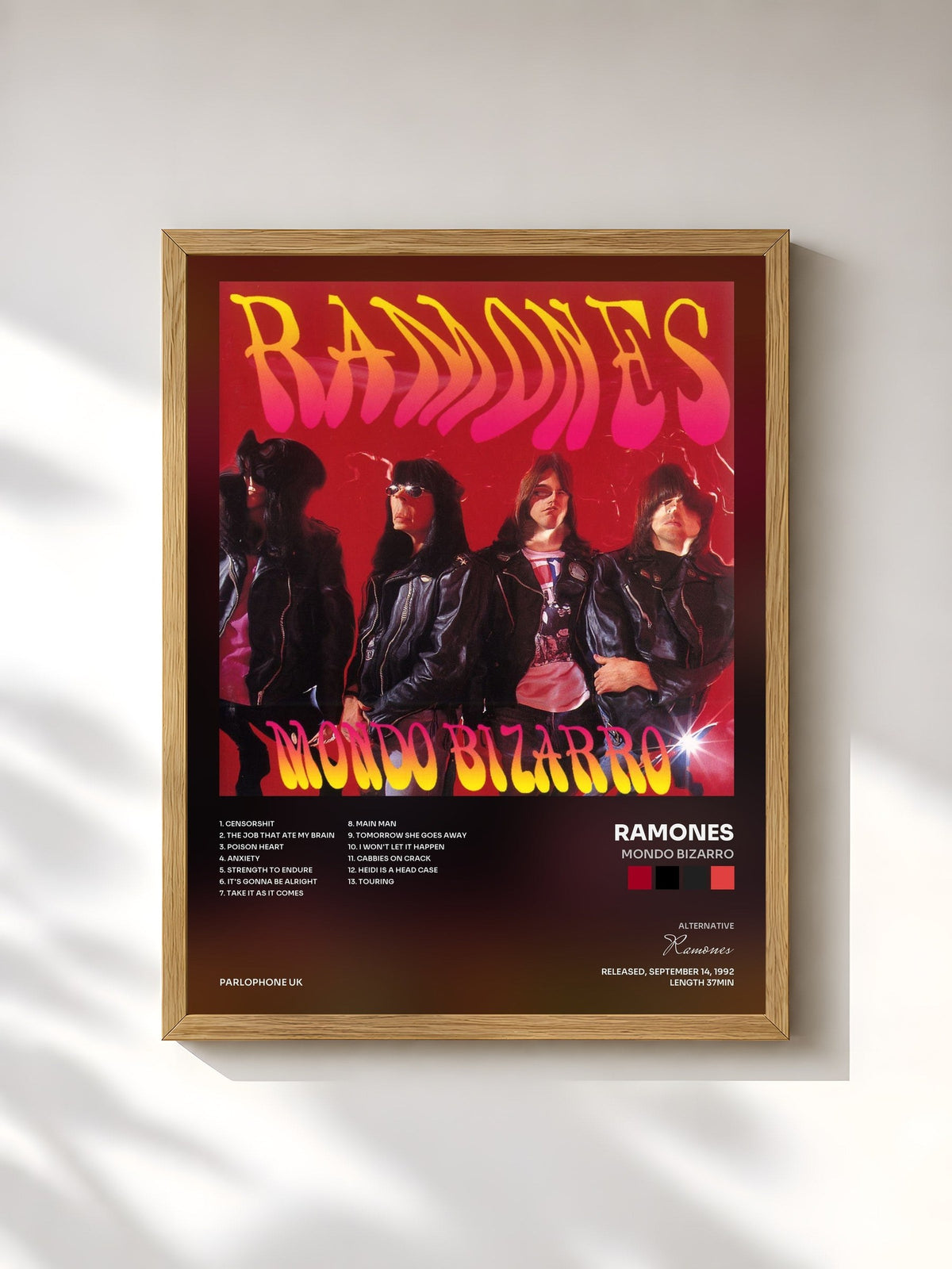 #bois Tableau de l'album Mondo Bizarro de Ramones, cadre en bois brut, imprimé et encadré en France