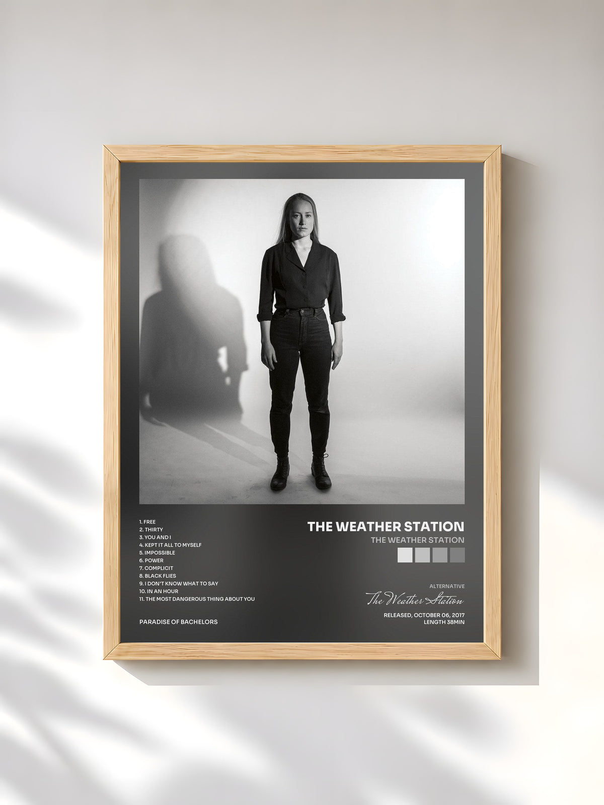 #bois Tableau de l'album The Weather Station de The Weather Station, cadre en bois brut, imprimé et encadré en France