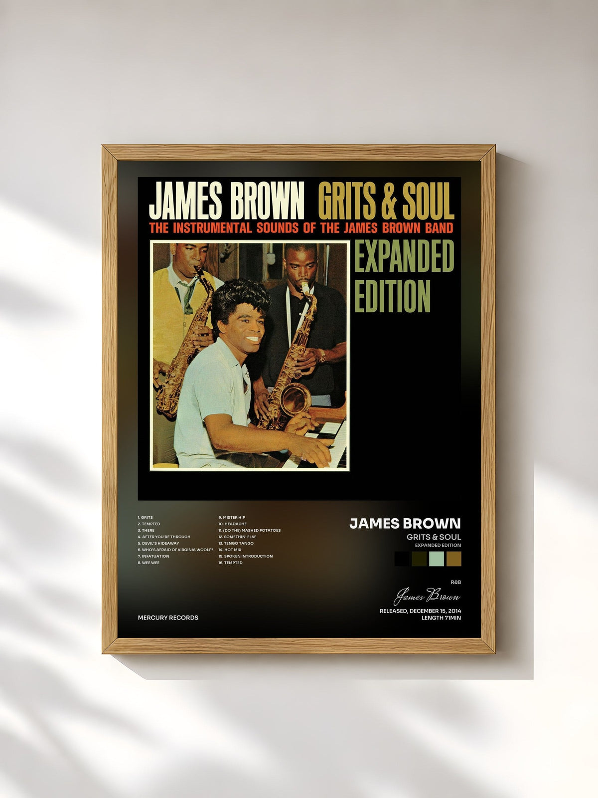 #bois Tableau de l'album Grits & Soul (Expanded Edition) de James Brown, cadre en bois brut, imprimé et encadré en France