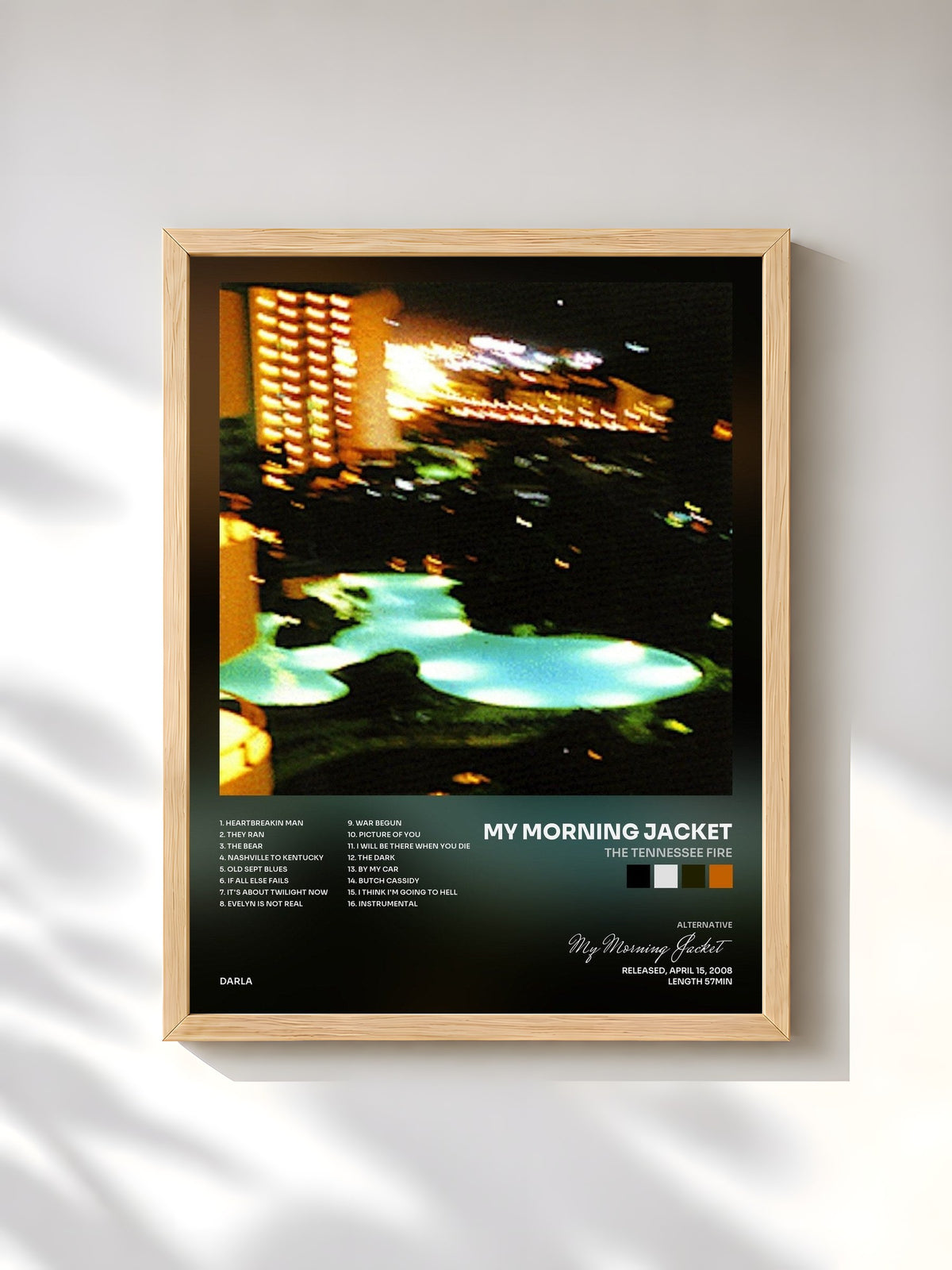 #bois Tableau de l'album The Tennessee Fire de My Morning Jacket, cadre en bois brut, imprimé et encadré en France