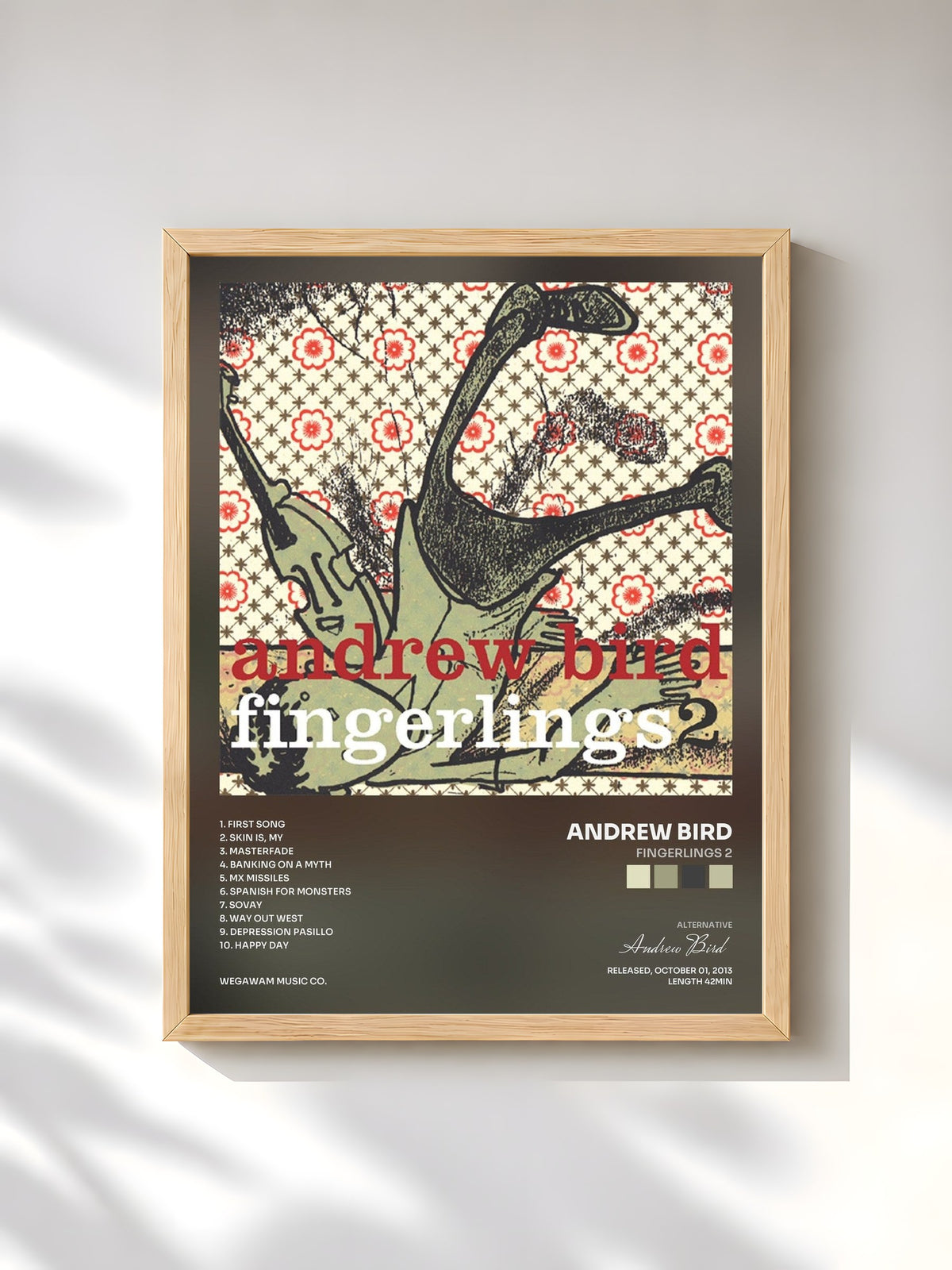 #bois Tableau de l'album Fingerlings 2 de Andrew Bird, cadre en bois brut, imprimé et encadré en France
