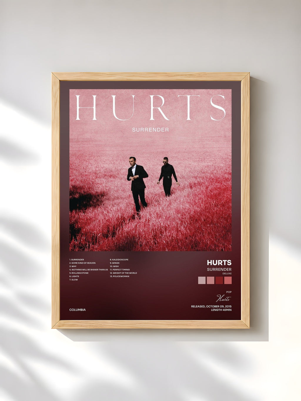 #bois Tableau de l'album Surrender (Deluxe) de Hurts, cadre en bois brut, imprimé et encadré en France