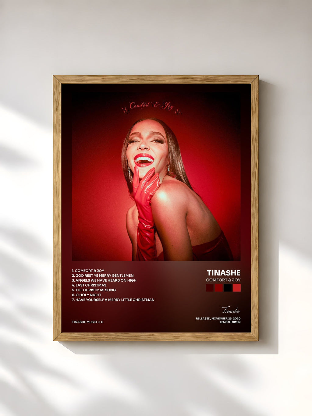 #bois Tableau de l'album Comfort & Joy de Tinashe, cadre en bois brut, imprimé et encadré en France