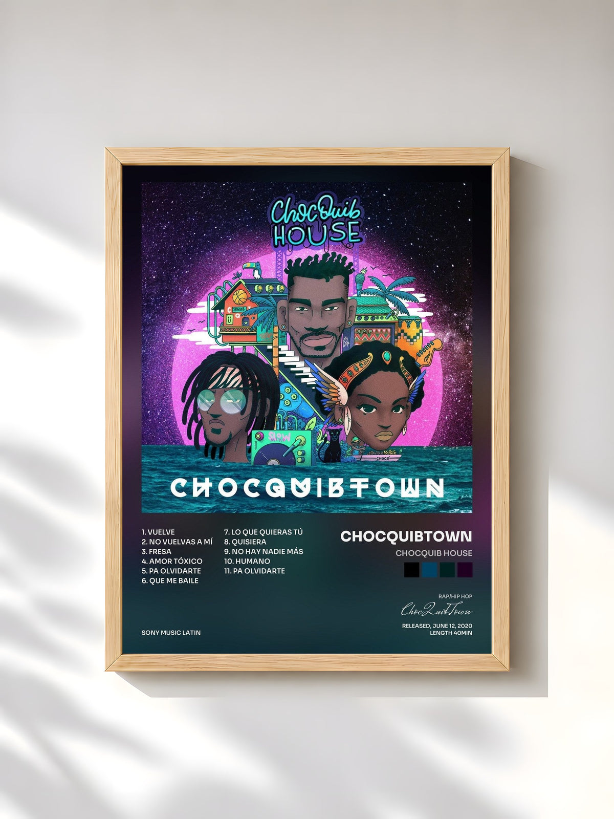#bois Tableau de l'album ChocQuib House de ChocQuibTown, cadre en bois brut, imprimé et encadré en France
