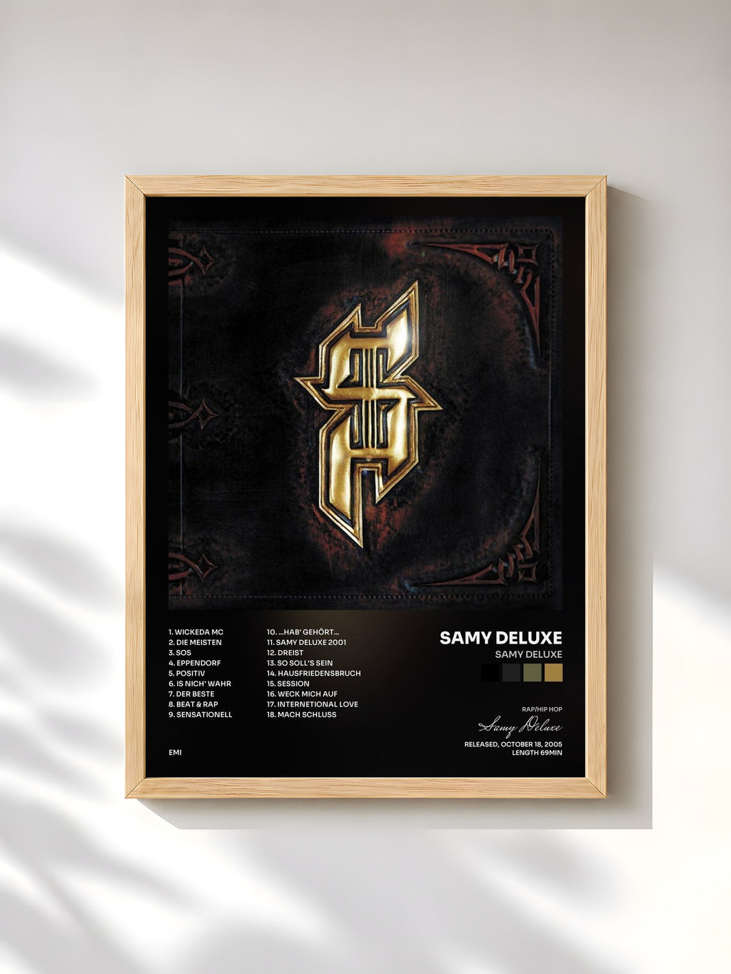 #bois Tableau de l'album Samy Deluxe de Samy Deluxe, cadre en bois brut, imprimé et encadré en France