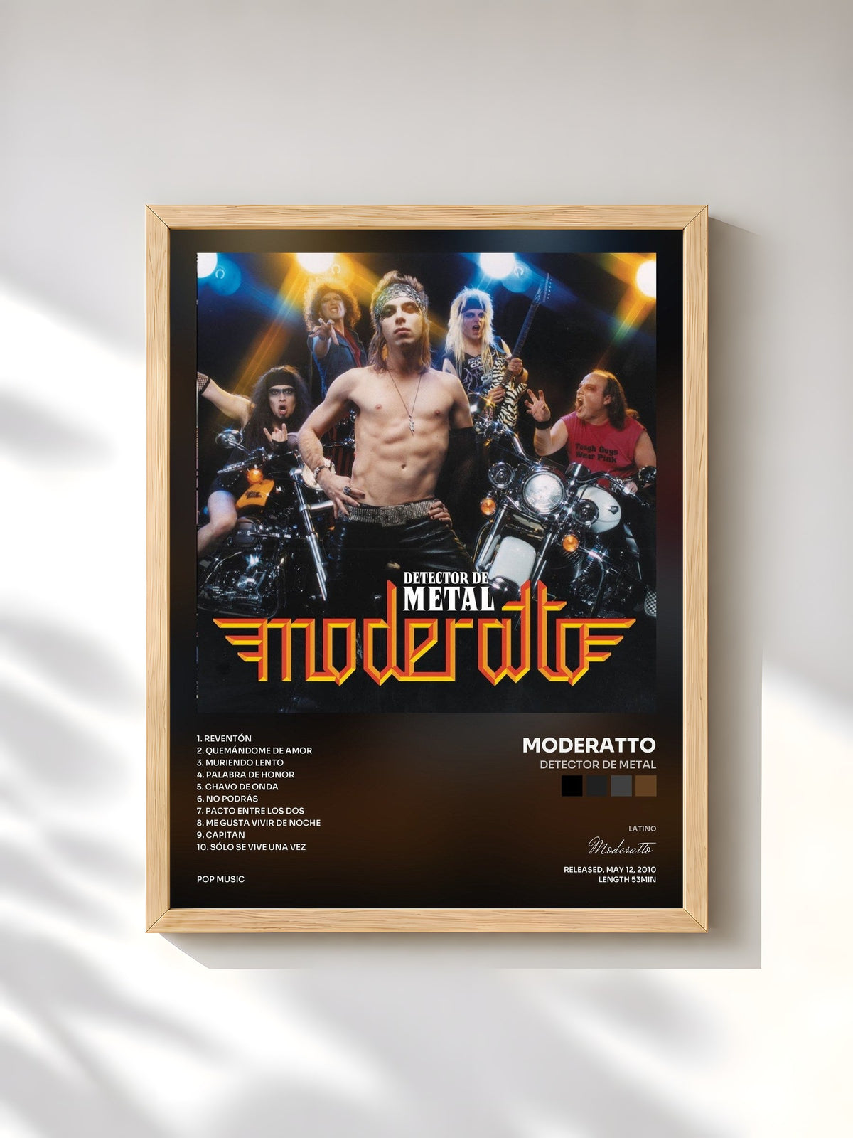 #bois Tableau de l'album Detector De Metal de Moderatto, cadre en bois brut, imprimé et encadré en France
