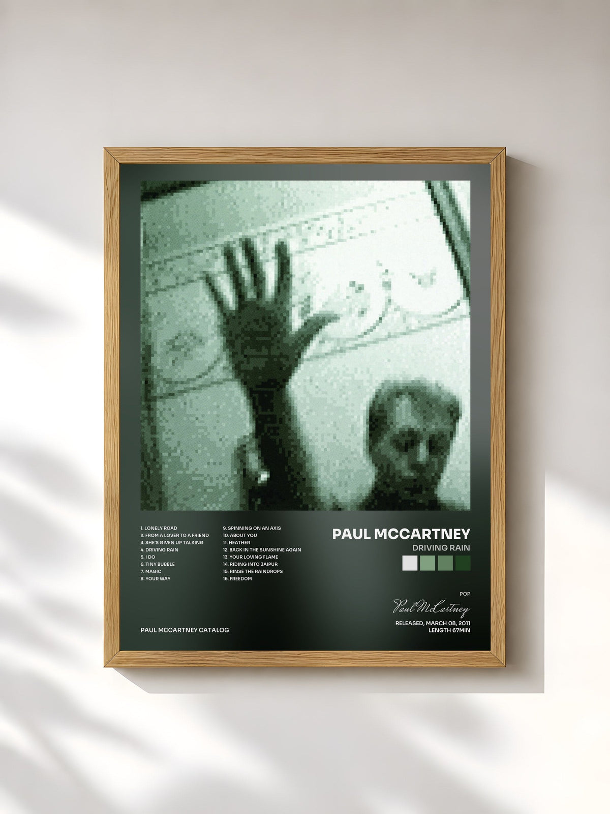 #bois Tableau de l'album Driving Rain de Paul McCartney, cadre en bois brut, imprimé et encadré en France
