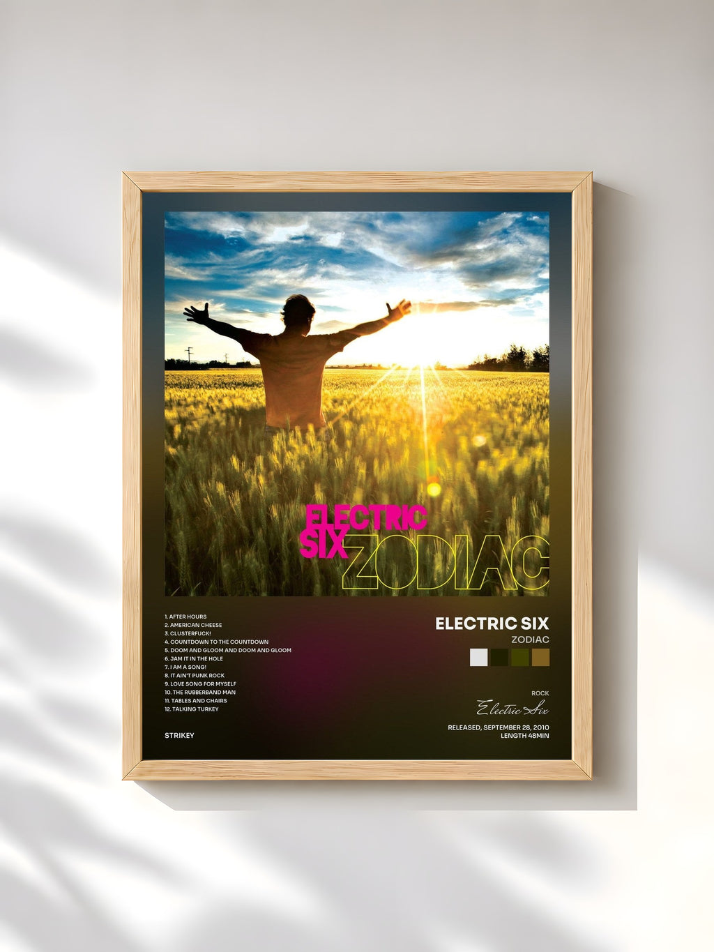 #bois Tableau de l'album Zodiac de Electric Six, cadre en bois brut, imprimé et encadré en France