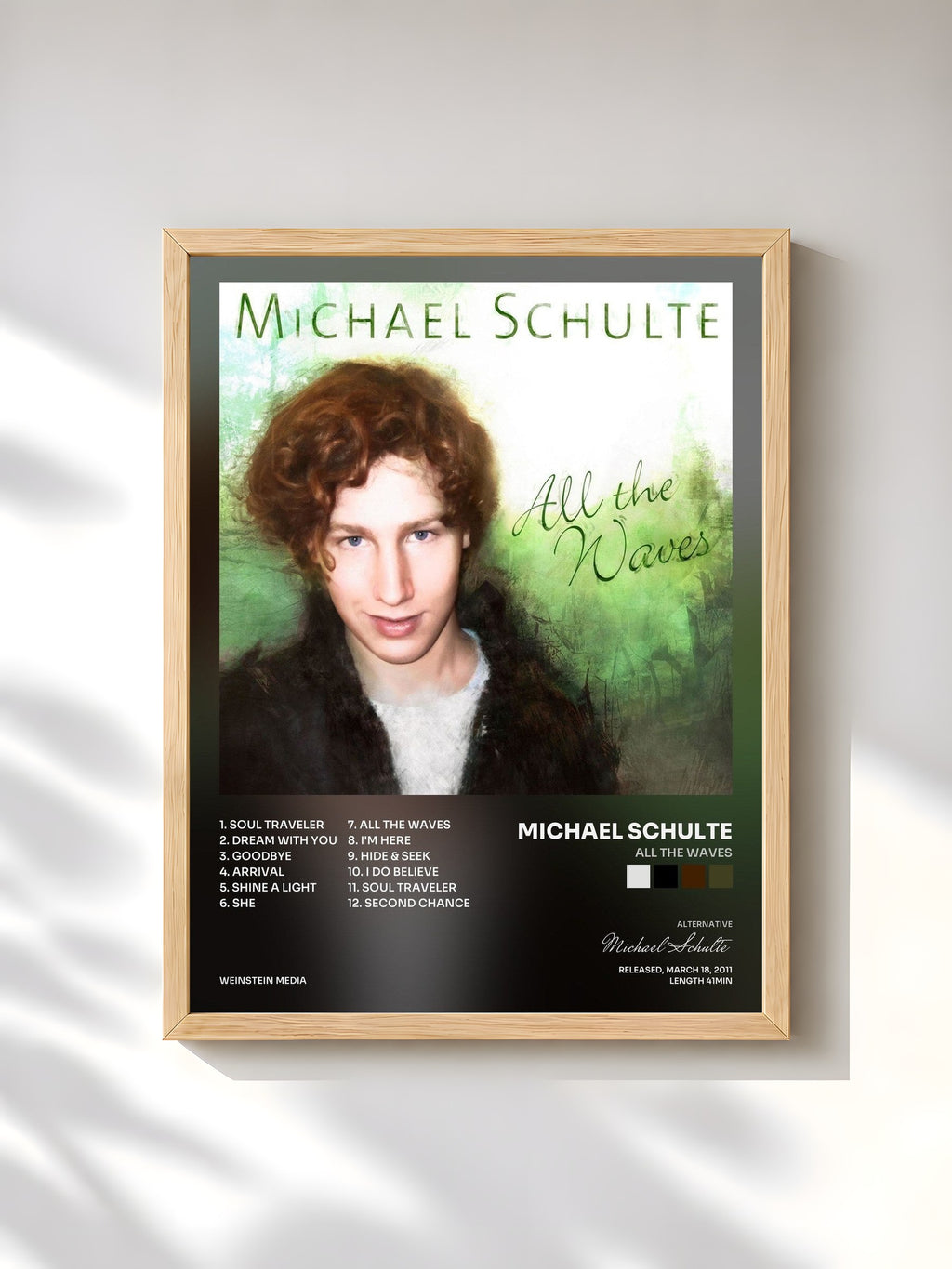 #bois Tableau de l'album All the Waves de Michael Schulte, cadre en bois brut, imprimé et encadré en France