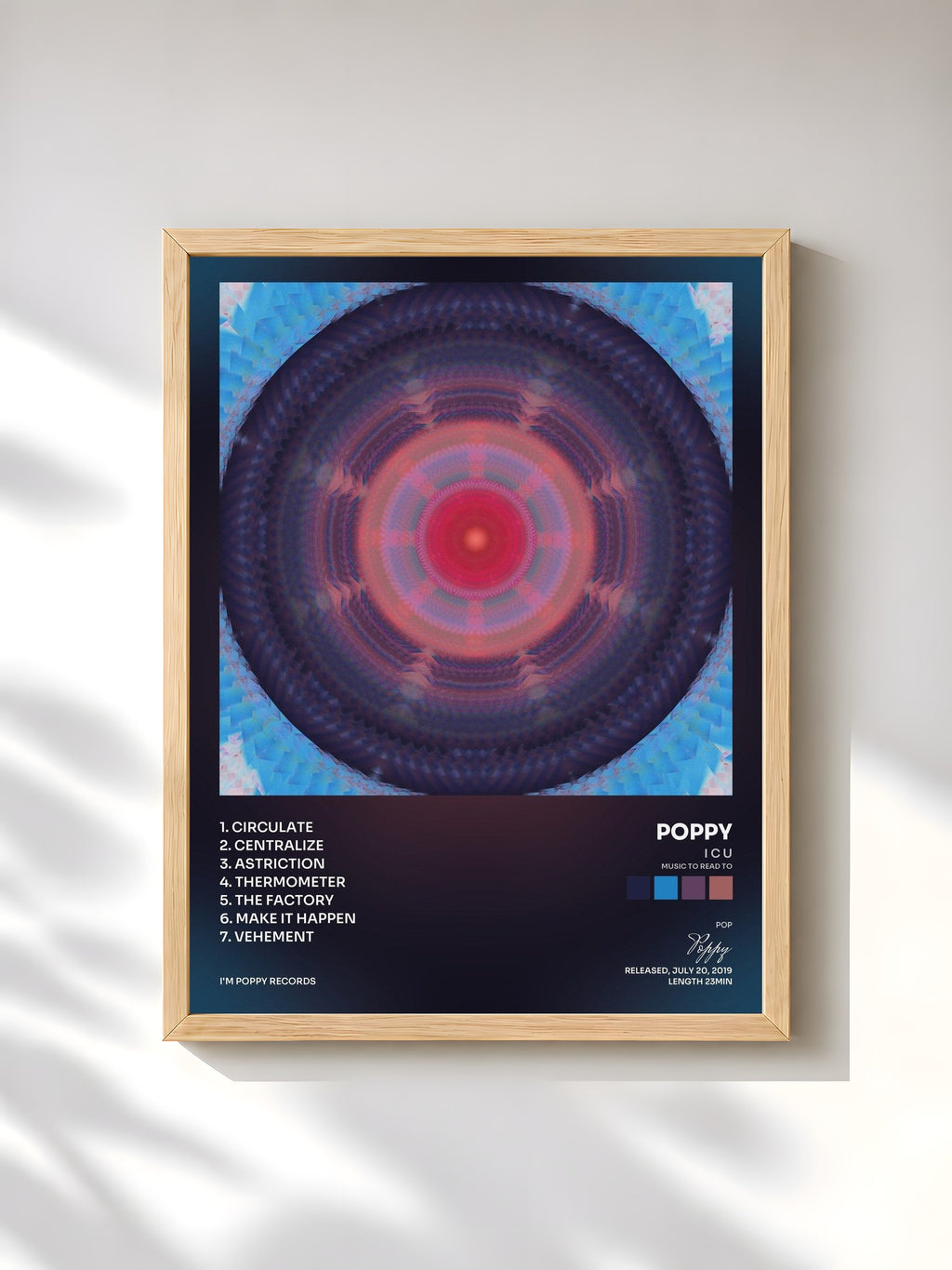 #bois Tableau de l'album I C U (Music to Read To) de Poppy, cadre en bois brut, imprimé et encadré en France