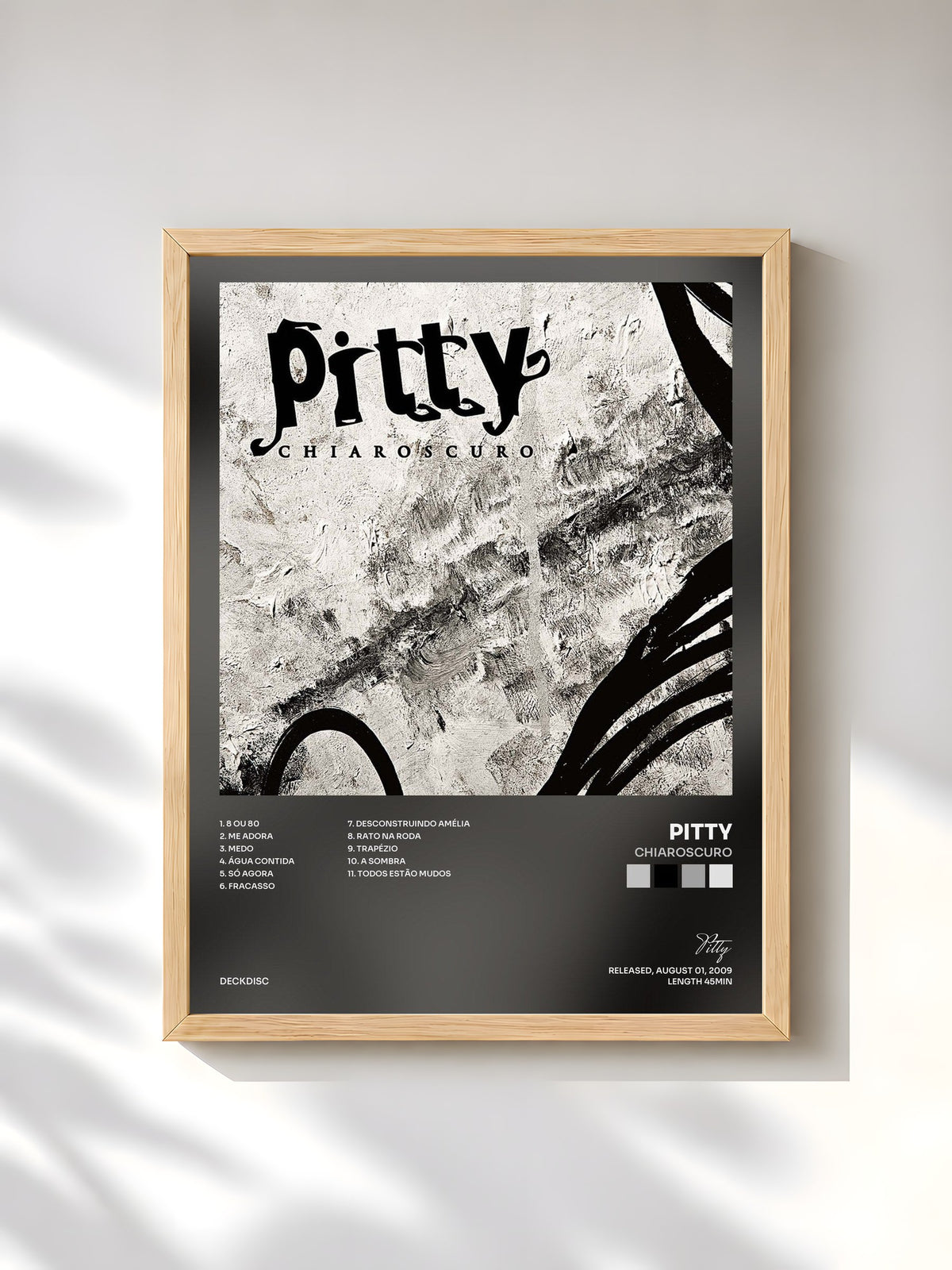#bois Tableau de l'album Chiaroscuro de Pitty, cadre en bois brut, imprimé et encadré en France