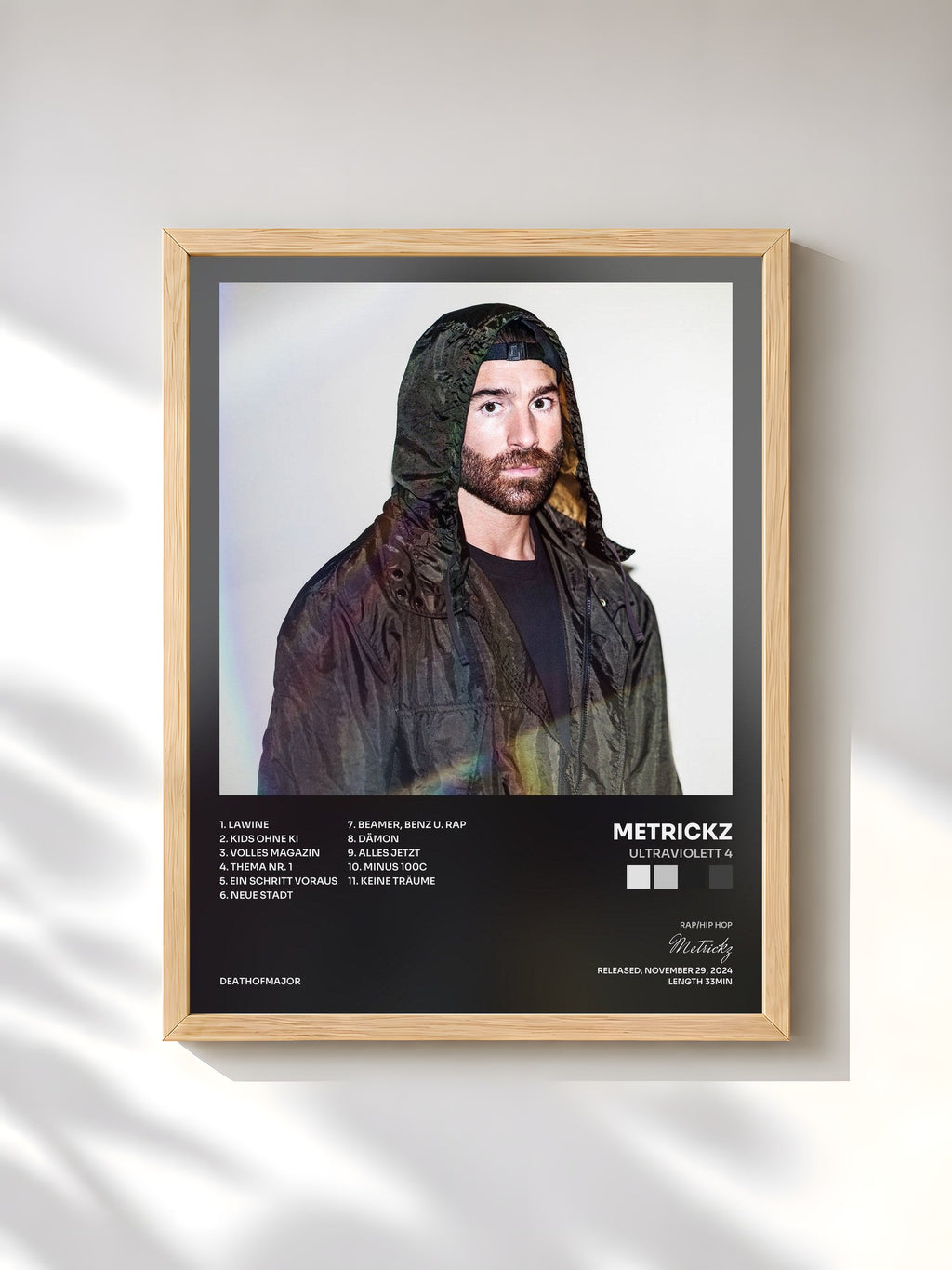 #bois Tableau de l'album Ultraviolett 4 de Metrickz, cadre en bois brut, imprimé et encadré en France