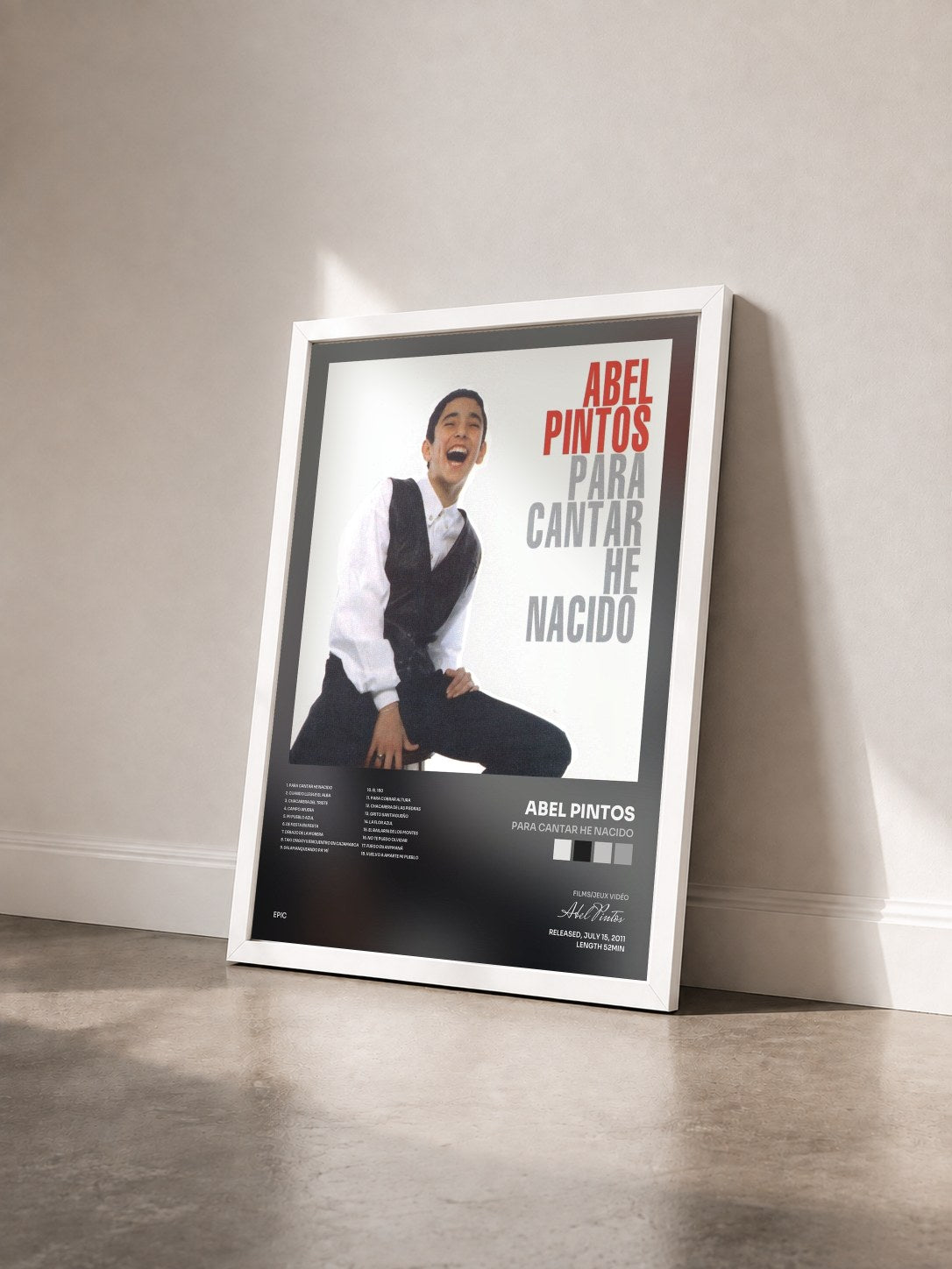 #blanc Tableau de l'album Para Cantar He Nacido de Abel Pintos vu de trois quarts, cadre blanc
