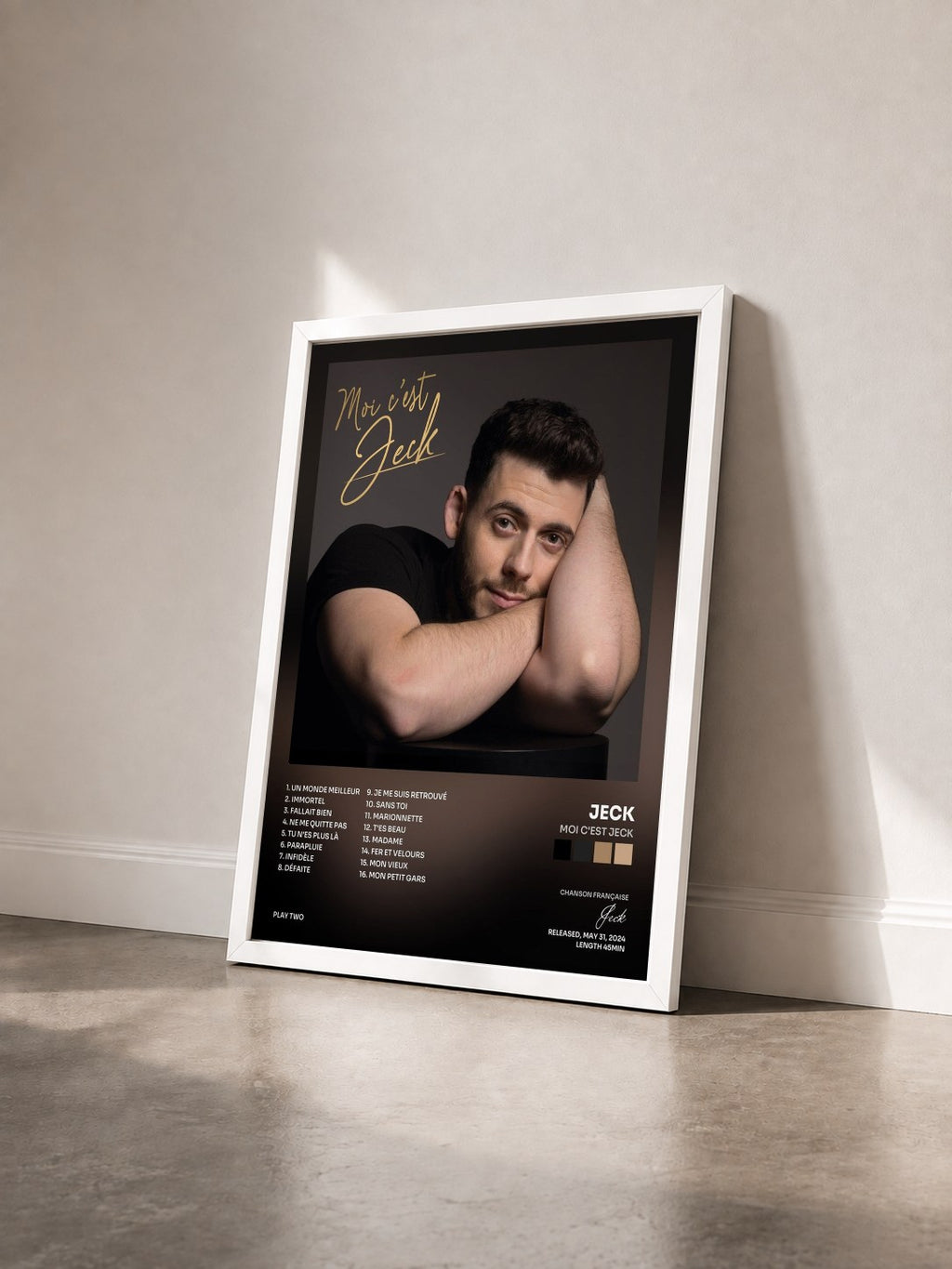 #blanc Tableau de l'album Moi c'est Jeck de Jeck vu de trois quarts, cadre blanc