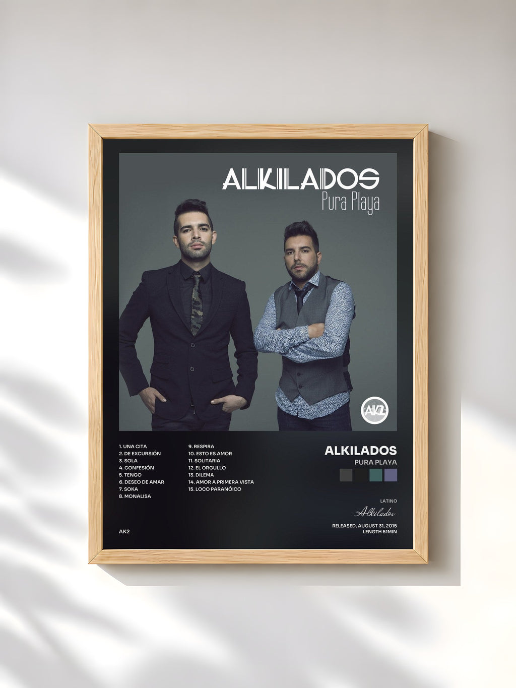 #bois Tableau de l'album Pura Playa de Alkilados, cadre en bois brut, imprimé et encadré en France