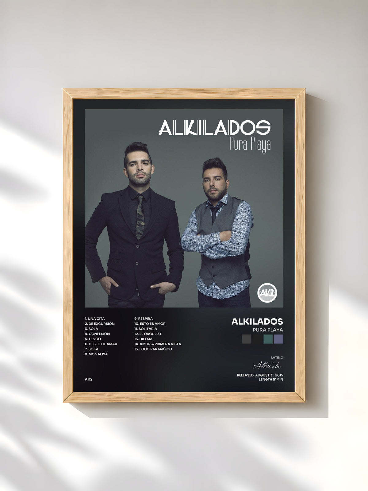 #bois Tableau de l'album Pura Playa de Alkilados, cadre en bois brut, imprimé et encadré en France