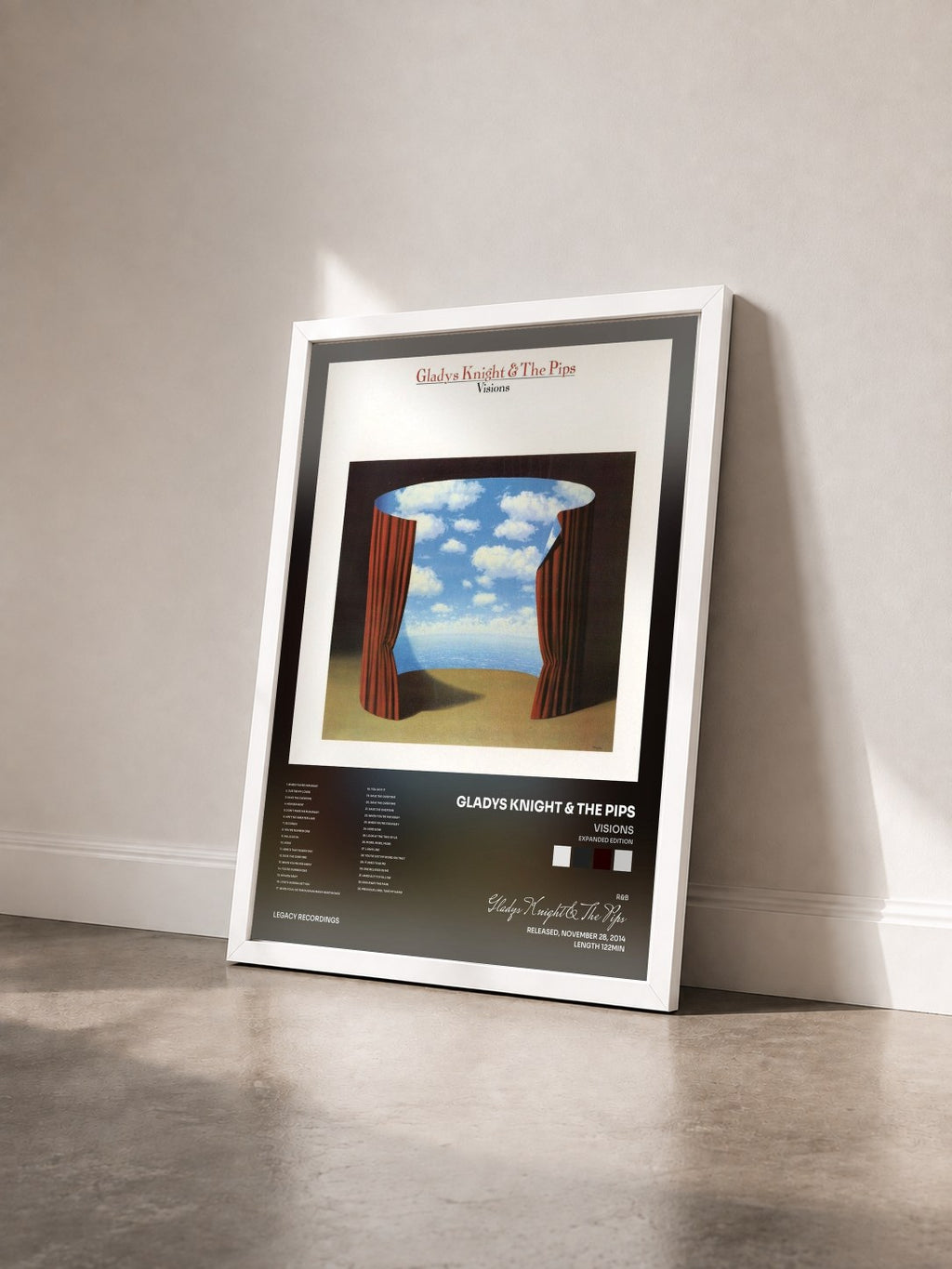 #blanc Tableau de l'album Visions (Expanded Edition) de Gladys Knight & The Pips vu de trois quarts, cadre blanc