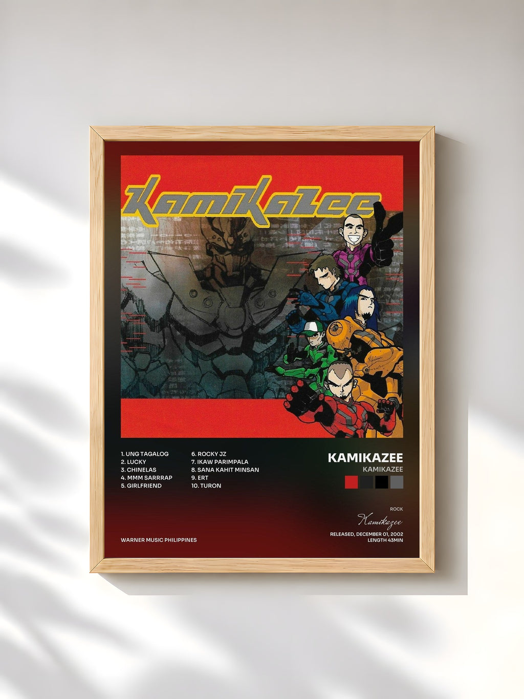 #bois Tableau de l'album Kamikazee de Kamikazee, cadre en bois brut, imprimé et encadré en France