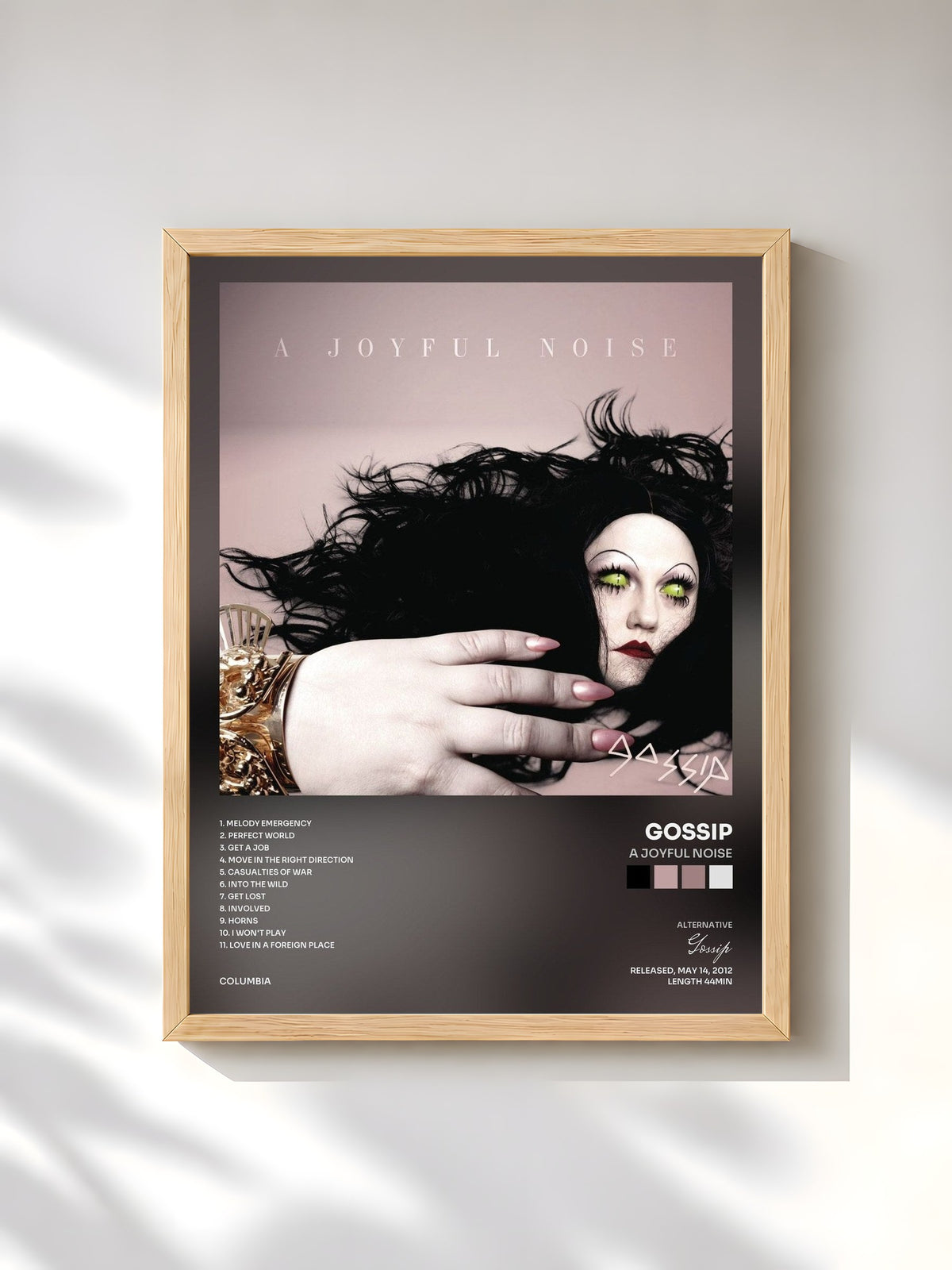 #bois Tableau de l'album A Joyful Noise de Gossip, cadre en bois brut, imprimé et encadré en France