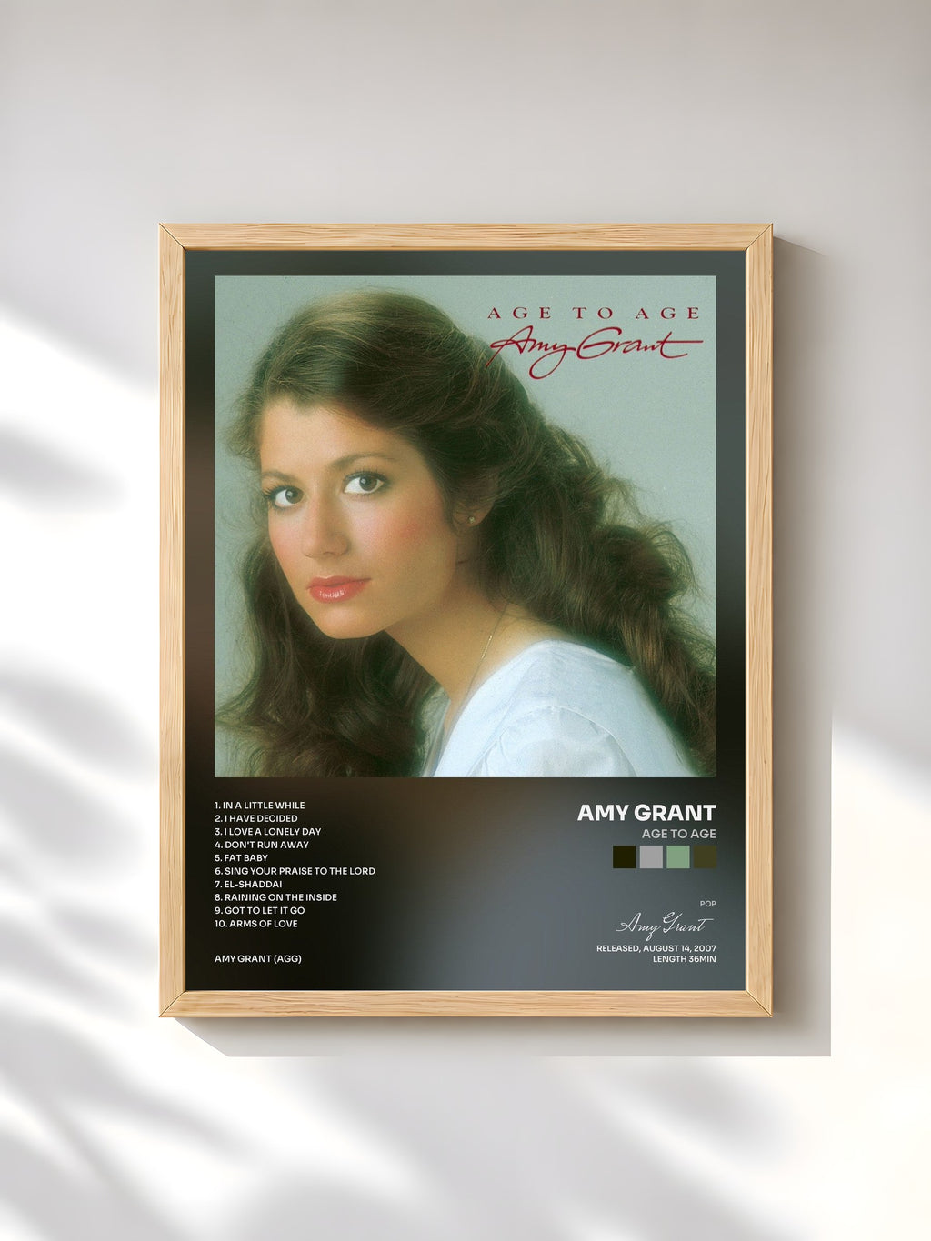 #bois Tableau de l'album Age To Age de Amy Grant, cadre en bois brut, imprimé et encadré en France