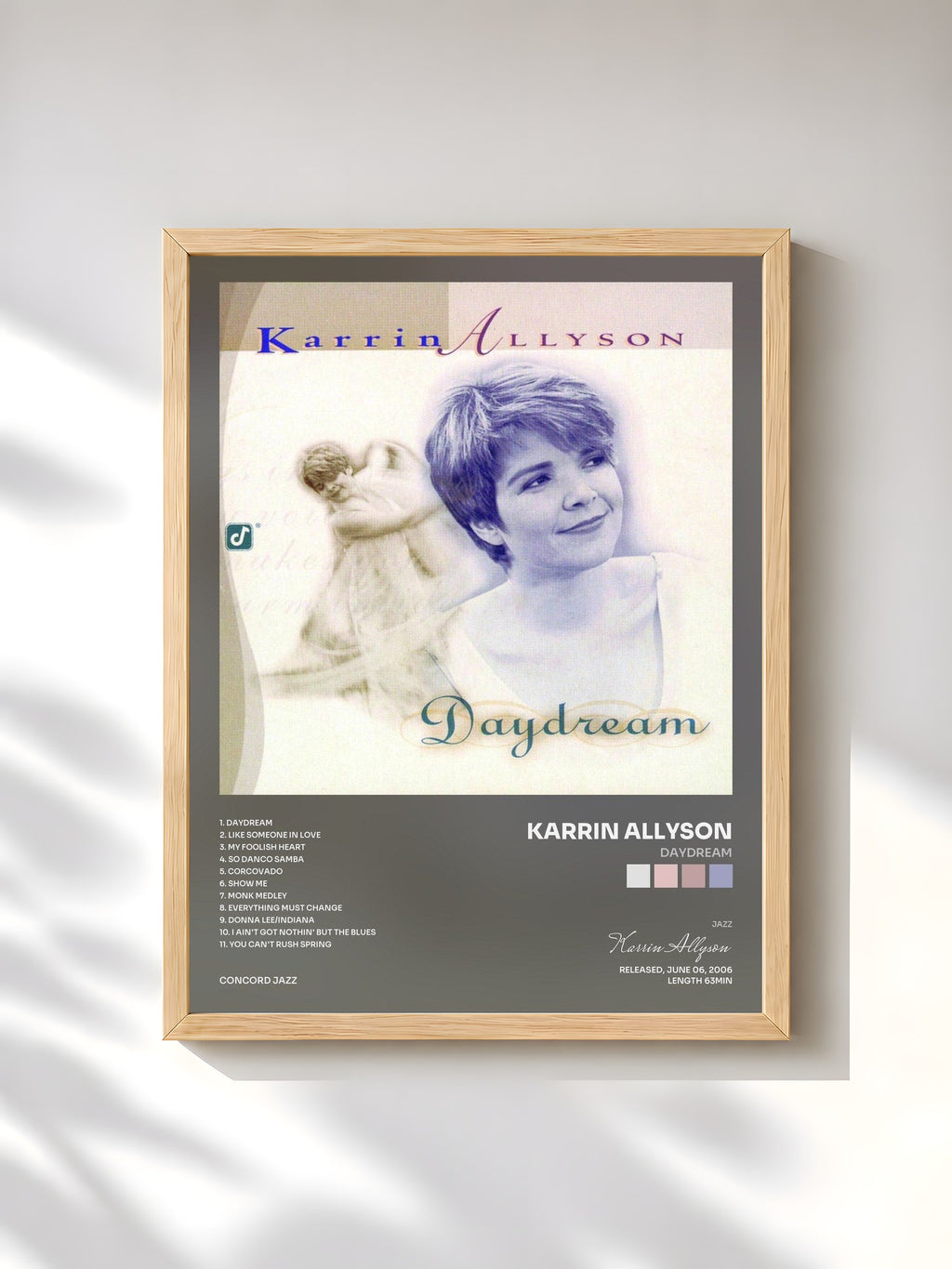 #bois Tableau de l'album Daydream de Karrin Allyson, cadre en bois brut, imprimé et encadré en France