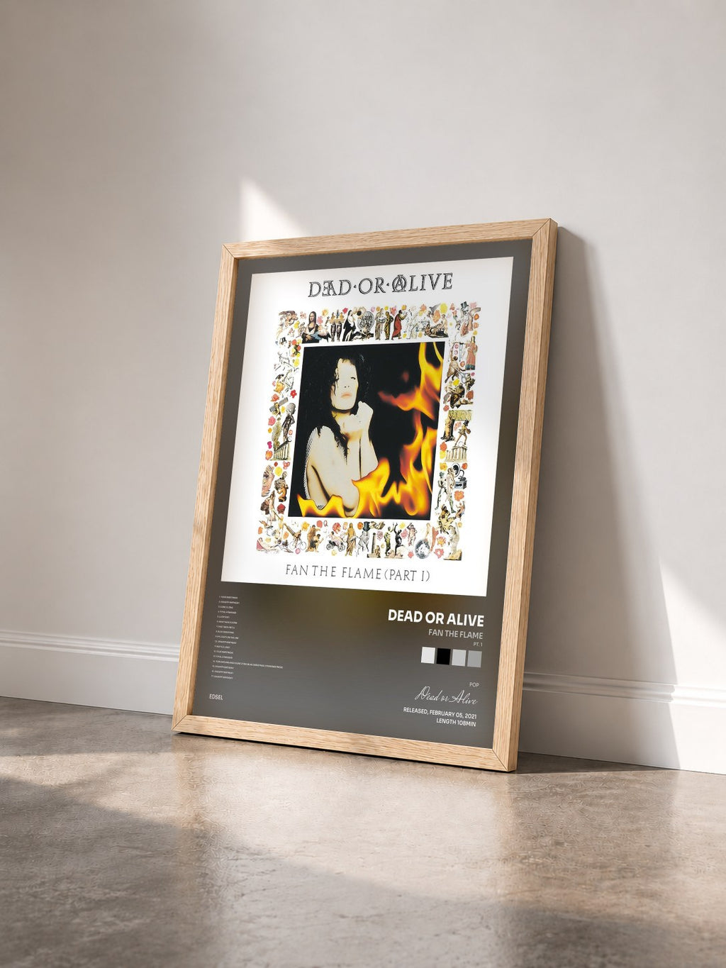 #bois Tableau de l'album Fan the Flame (Pt. 1) [Invincible Edition] de Dead or Alive vu de trois quarts, cadre en bois brut