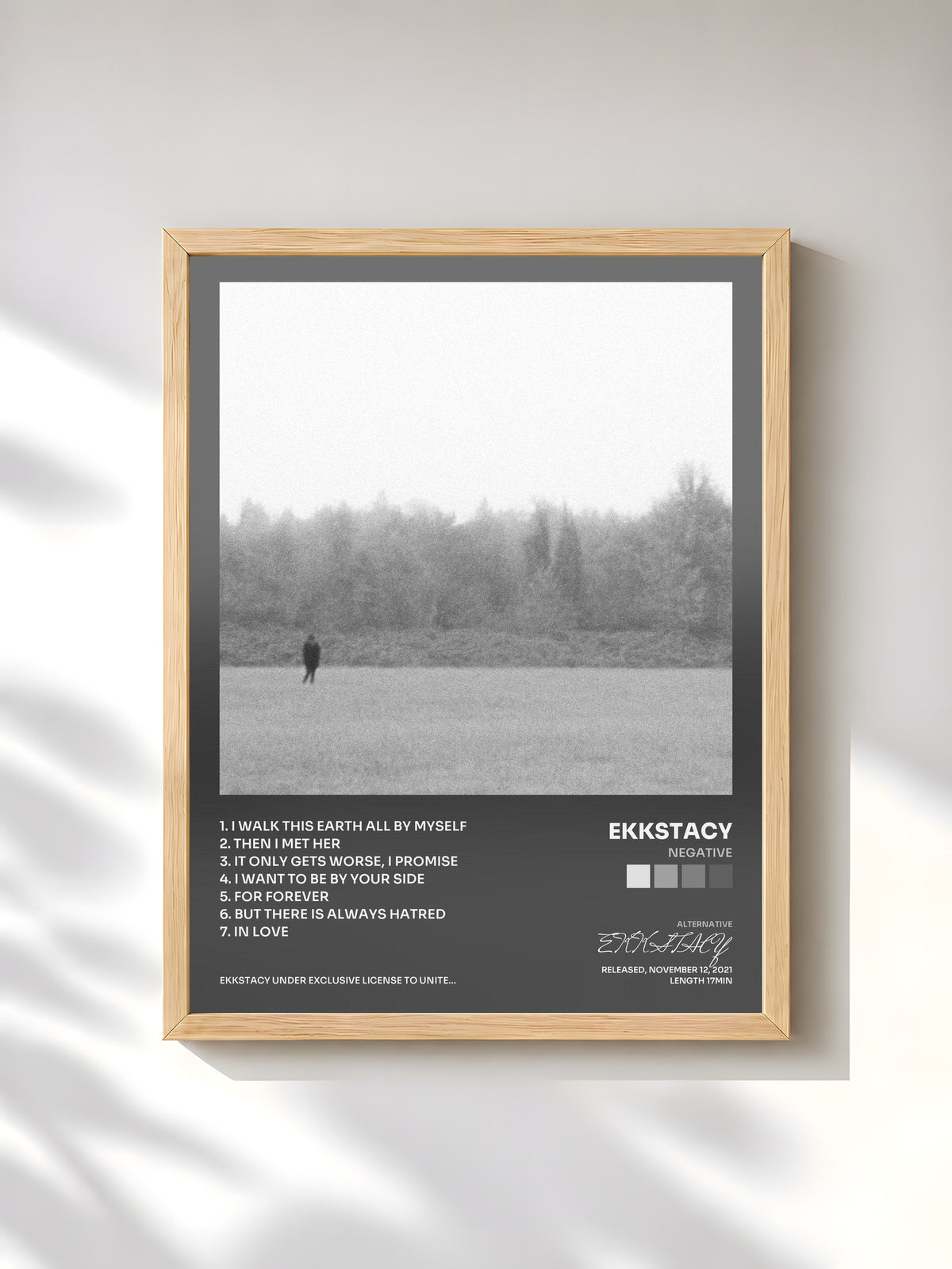 #bois Tableau de l'album NEGATIVE de EKKSTACY, cadre en bois brut, imprimé et encadré en France