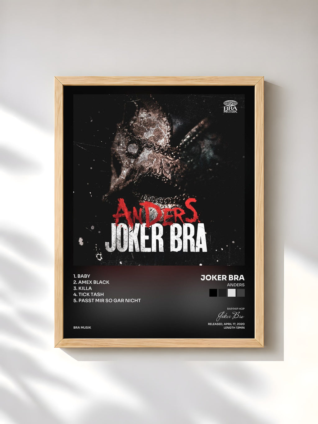 #bois Tableau de l'album ANDERS de Joker Bra, cadre en bois brut, imprimé et encadré en France