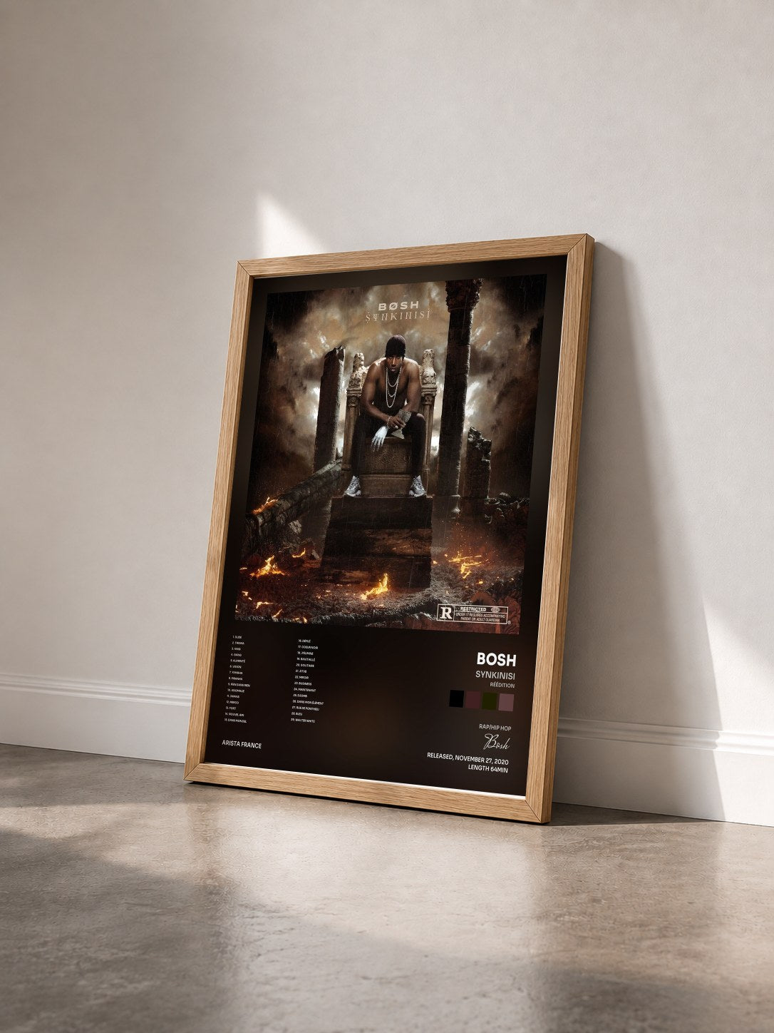 #bois Tableau de l'album Synkinisi (Réédition) de Bosh vu de trois quarts, cadre en bois brut
