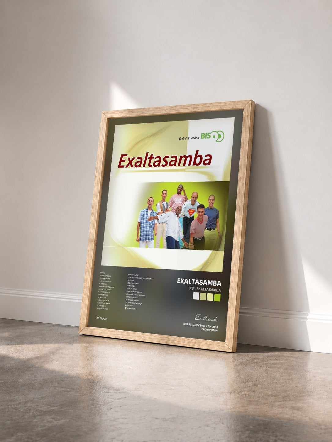 #bois Tableau de l'album Bis - ExaltaSamba de Exaltasamba vu de trois quarts, cadre en bois brut