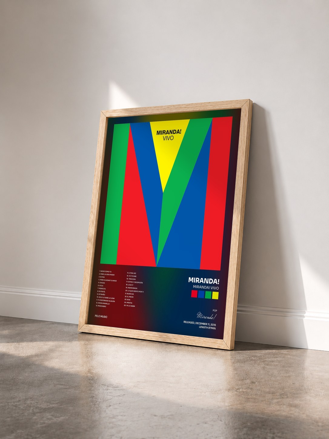 #bois Tableau de l'album Miranda! Vivo de Miranda! vu de trois quarts, cadre en bois brut