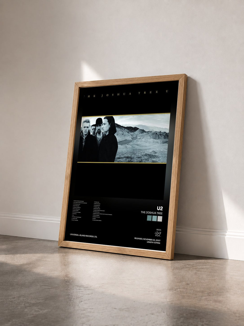 #bois Tableau de l'album The Joshua Tree de U2 vu de trois quarts, cadre en bois brut