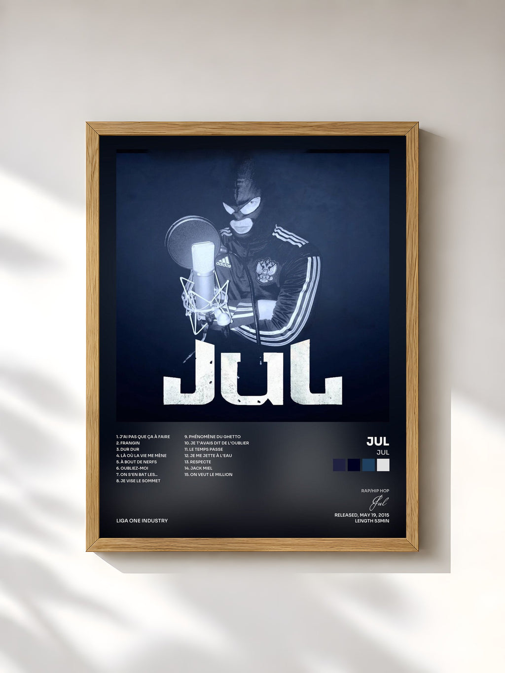 #bois Tableau de l'album Jul de Jul, cadre en bois brut, imprimé et encadré en France