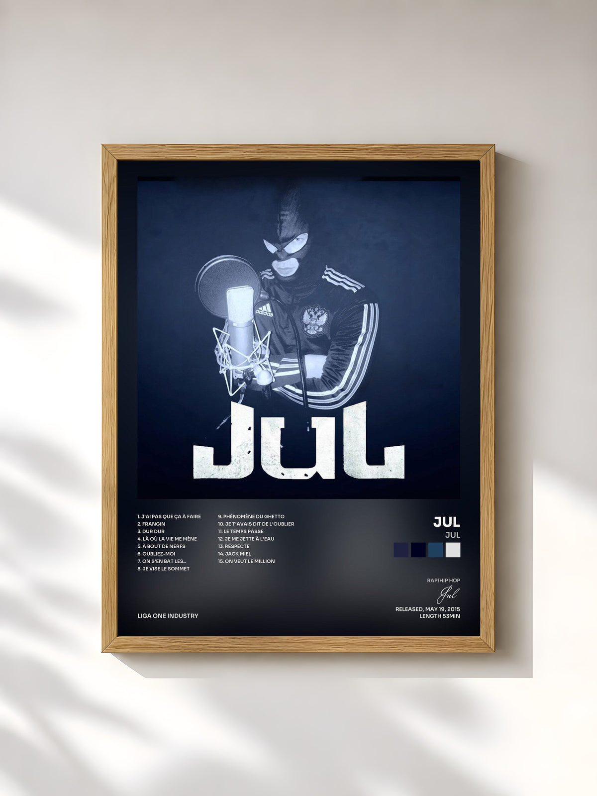 #bois Tableau de l'album Jul de Jul, cadre en bois brut, imprimé et encadré en France