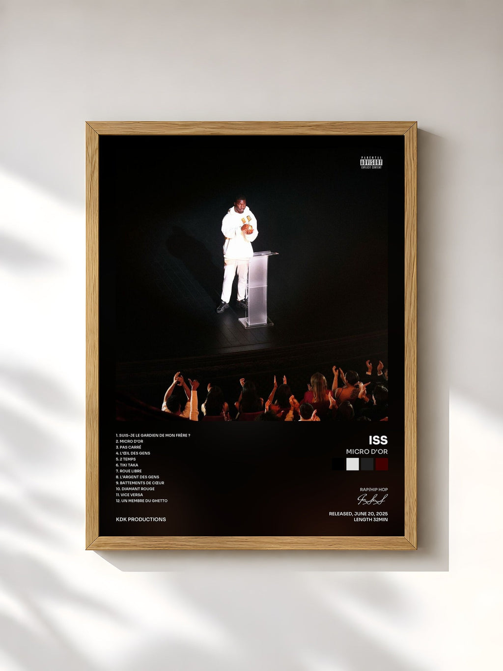 #bois Tableau de l'album MICRO D'OR de ISS, cadre en bois brut, imprimé et encadré en France