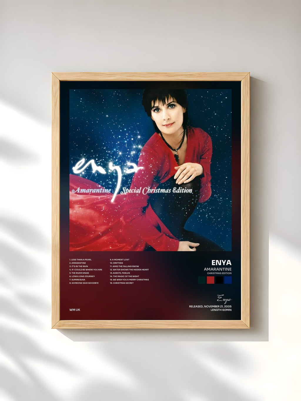 #bois Tableau de l'album Amarantine (Christmas Edition) de Enya, cadre en bois brut, imprimé et encadré en France