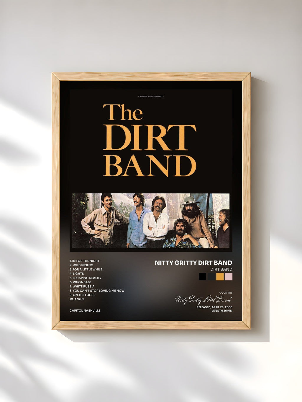 #bois Tableau de l'album Dirt Band de Nitty Gritty Dirt Band, cadre en bois brut, imprimé et encadré en France