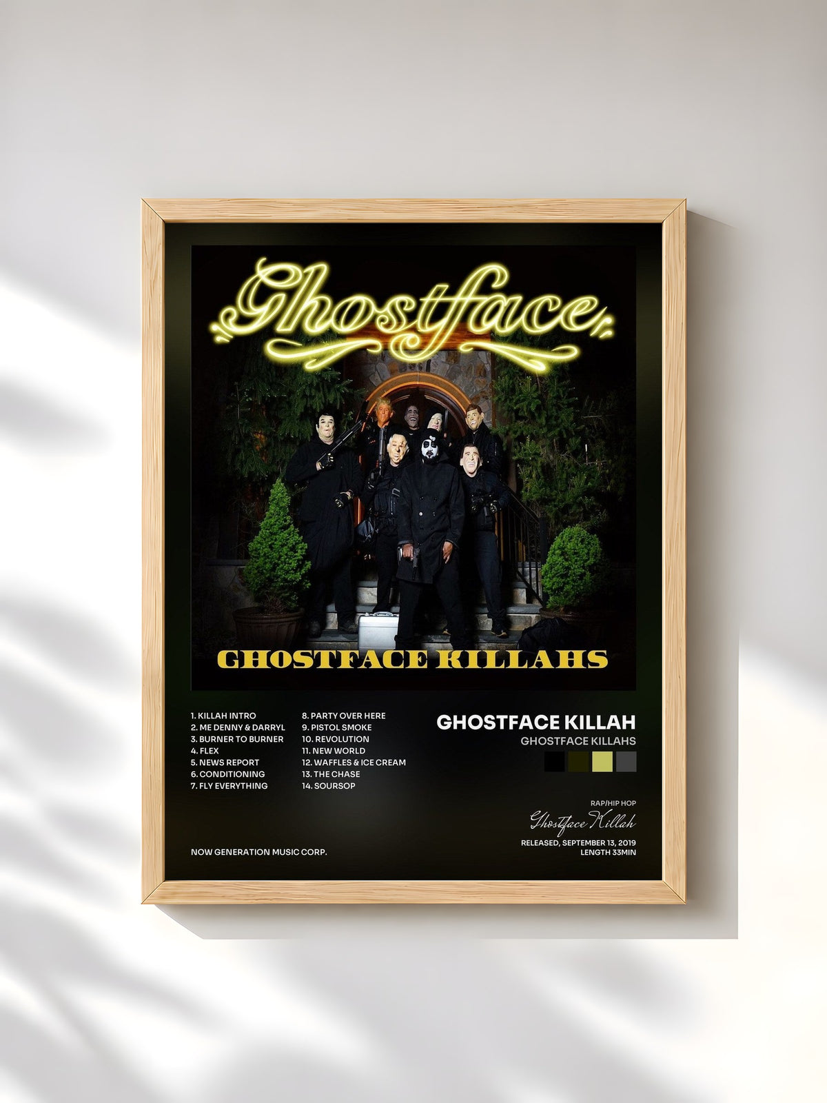 #bois Tableau de l'album Ghostface Killahs de Ghostface Killah, cadre en bois brut, imprimé et encadré en France